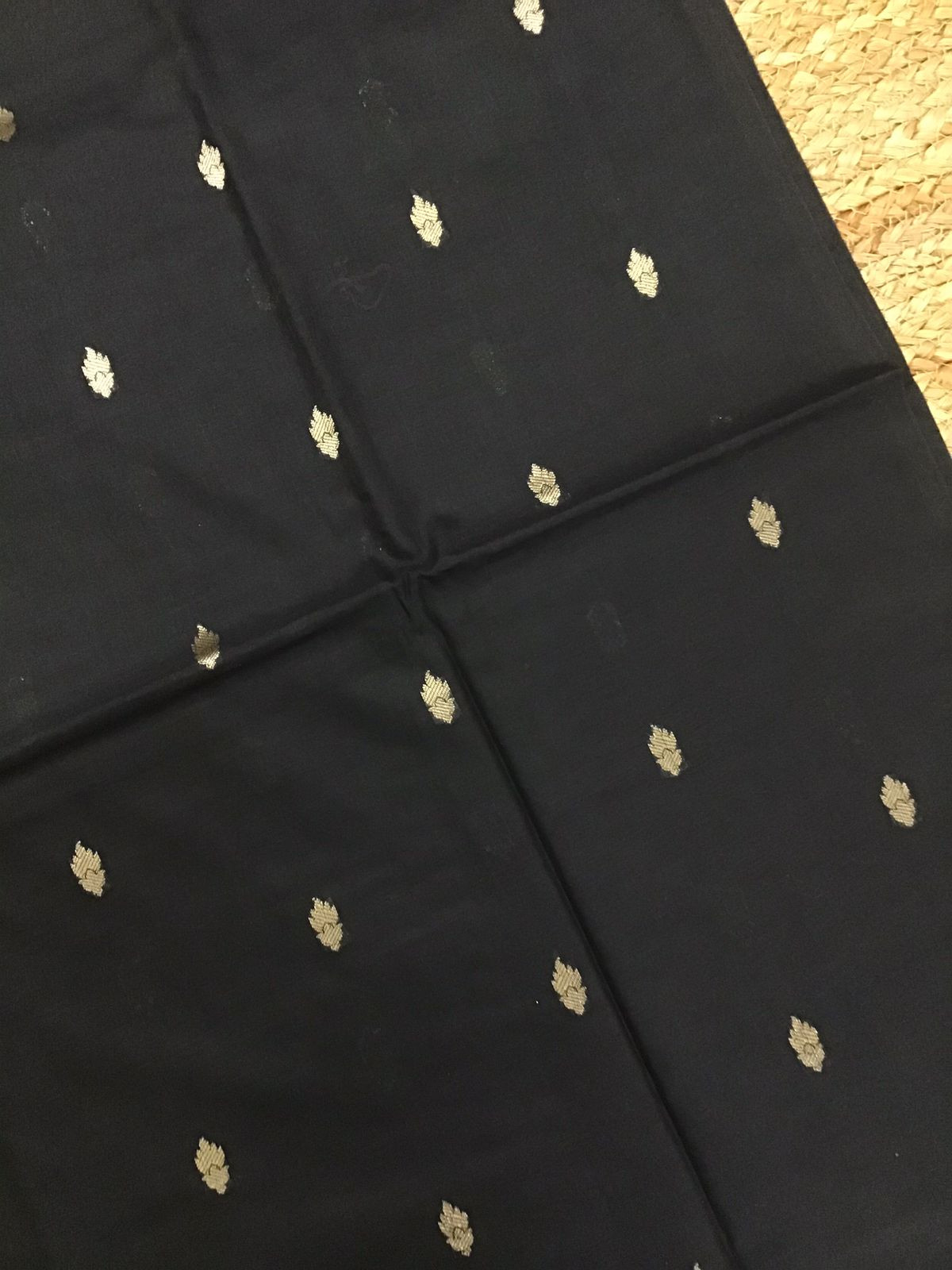 Pure Chanderi Silk Banarasi Weaved Suit - Black