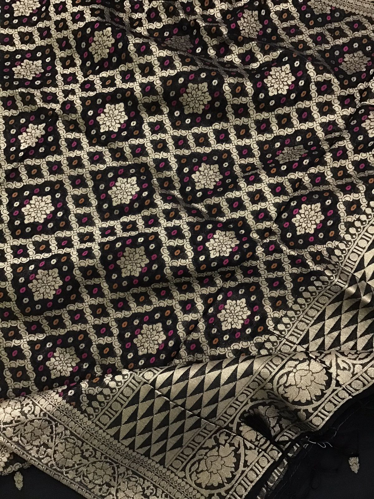 Pure Chanderi Silk Banarasi Weaved Suit - Black