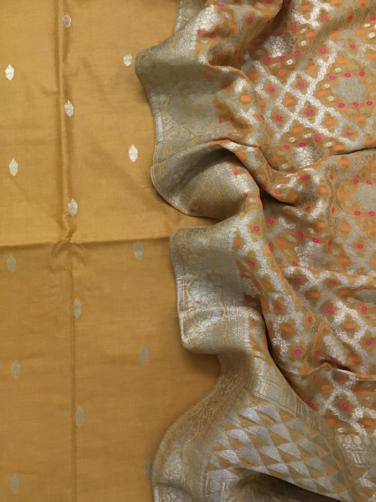 Pure Chanderi Silk Banarasi Weaved Suit - Yellow