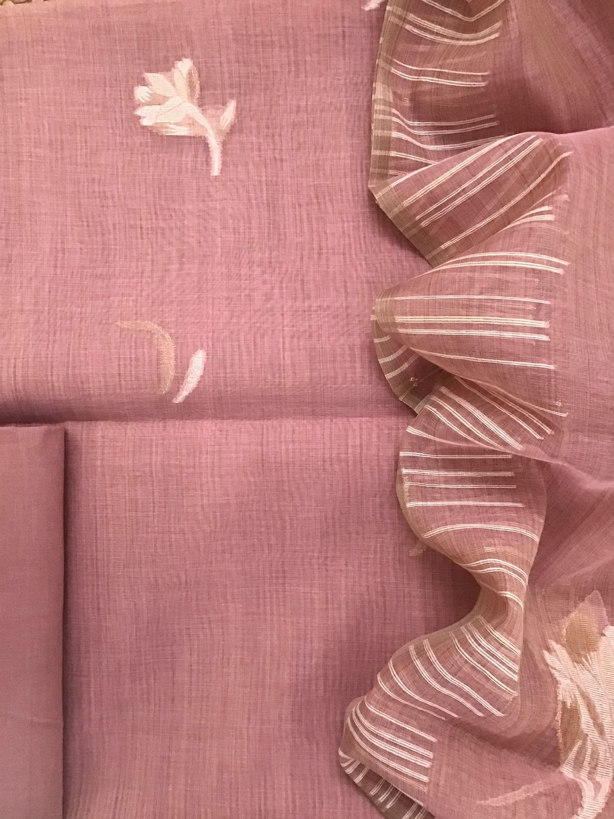 Soft Slub Chanderi Jamdani Weaved Suit - Pink
