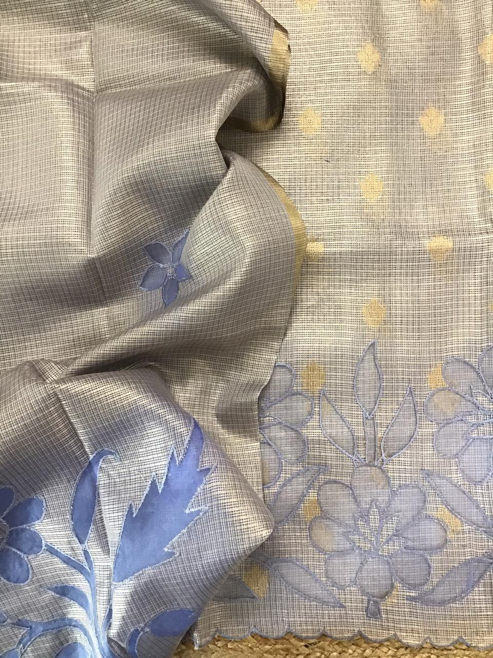 Soft Tissue Kota Silk Embroidered Suit - Lavender