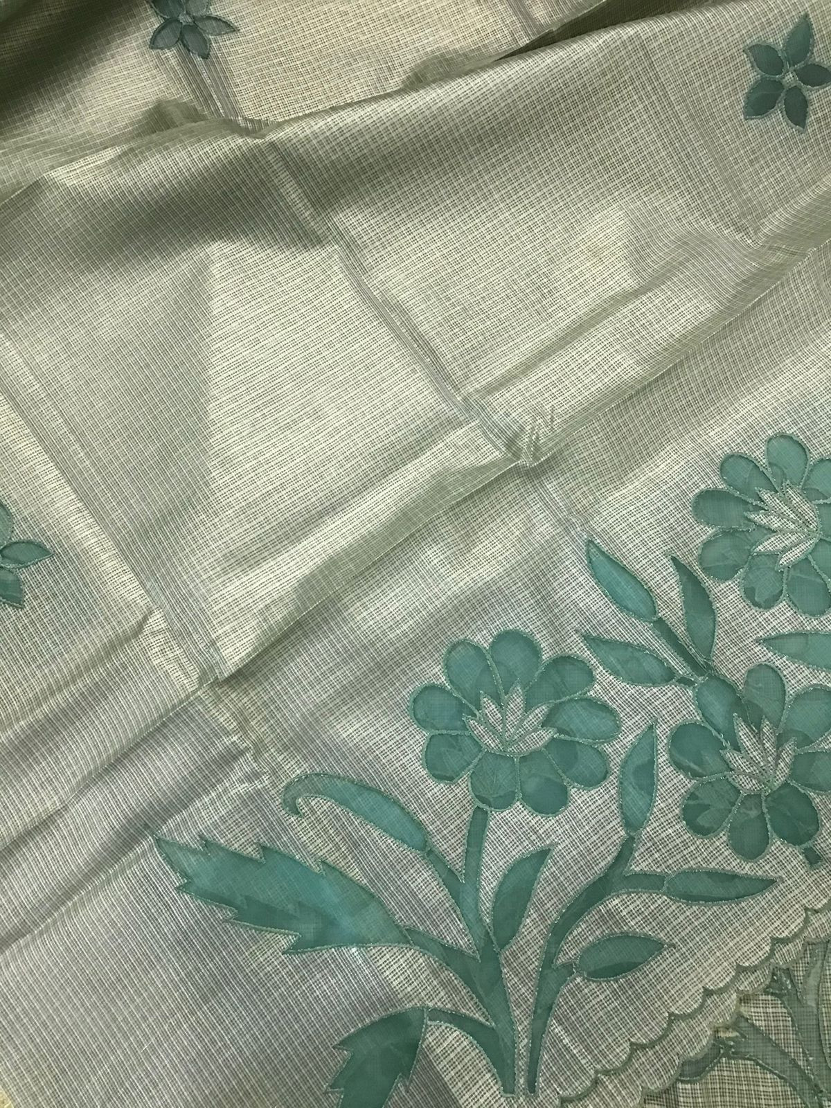 Soft Tissue Kota Silk Embroidered Suit - Green