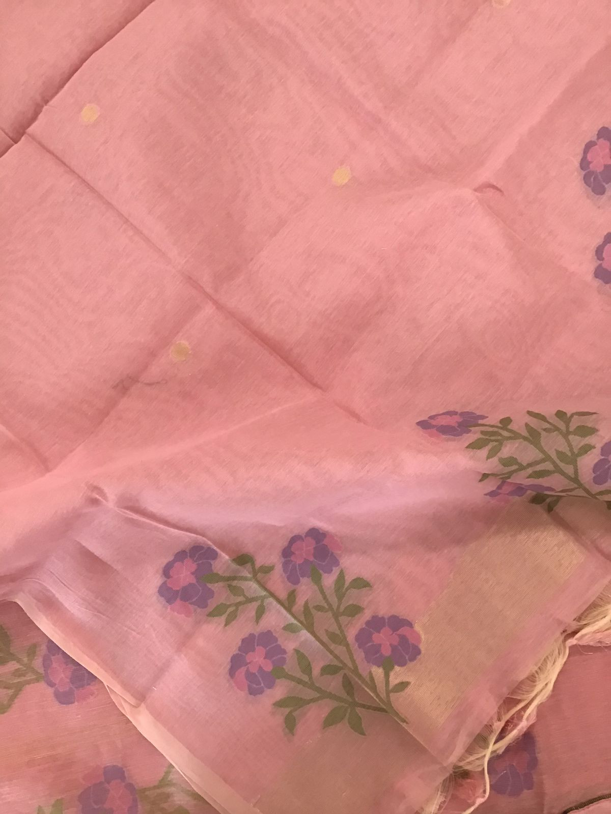 Soft Slub Chanderi Jamdani Weaved Suit - Pink