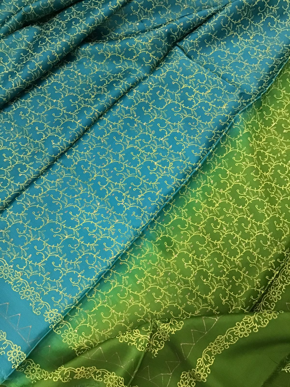 Pure Cotton Silk Printed Suit - Blue