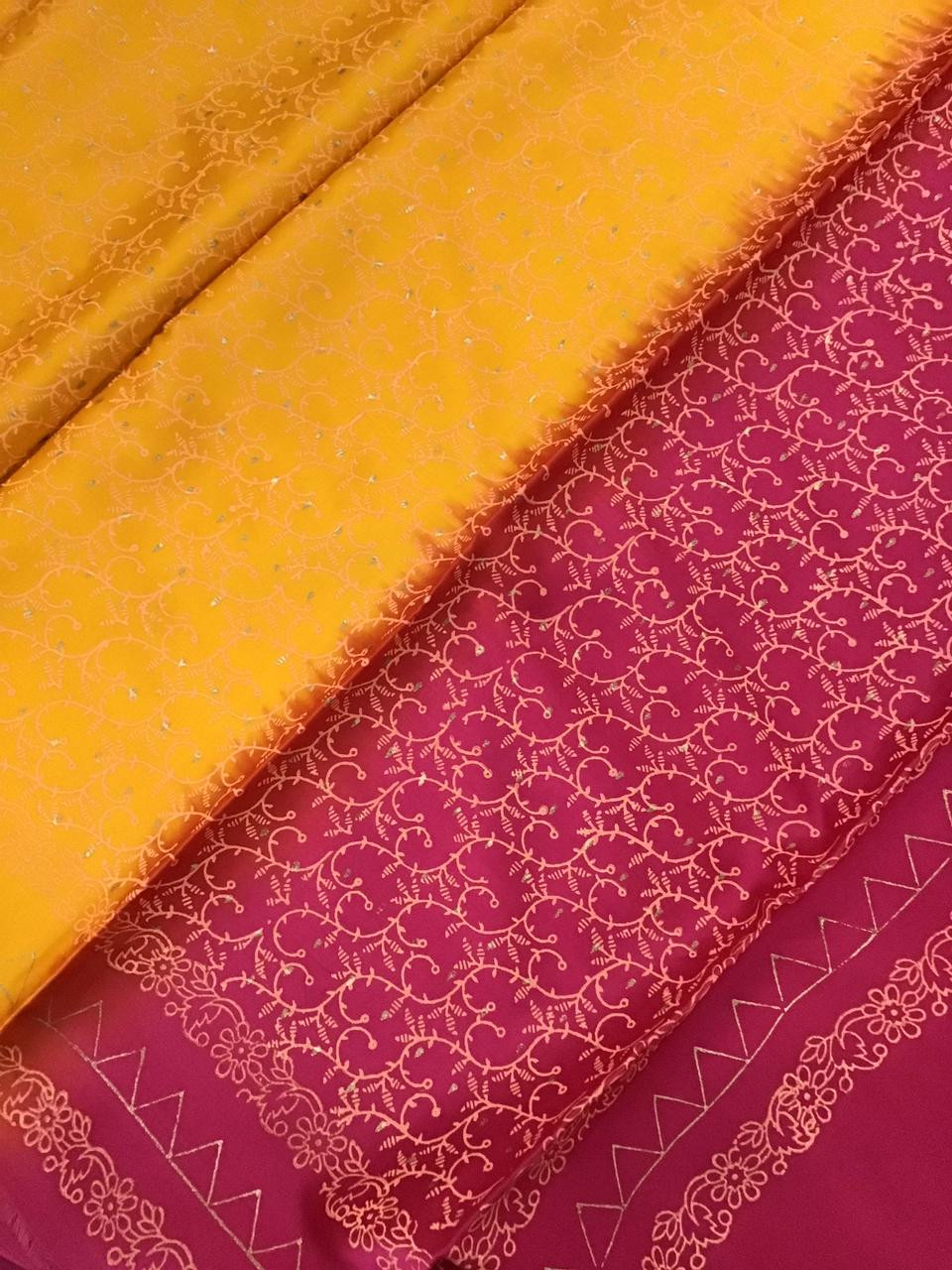 Pure Cotton Silk Printed Suit - Yellow