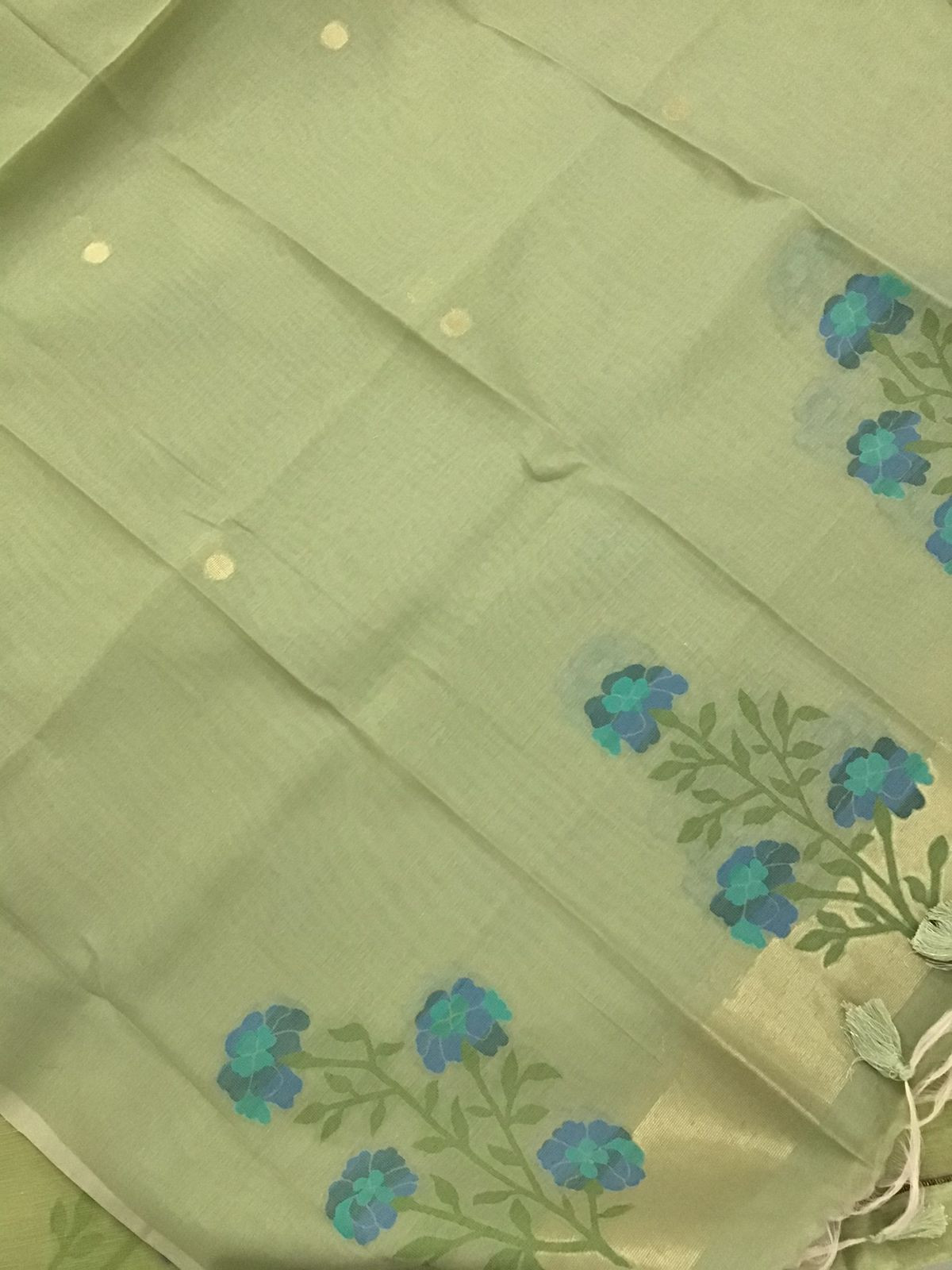 Soft Slub Chanderi Jamdani Weaved Suit - Green