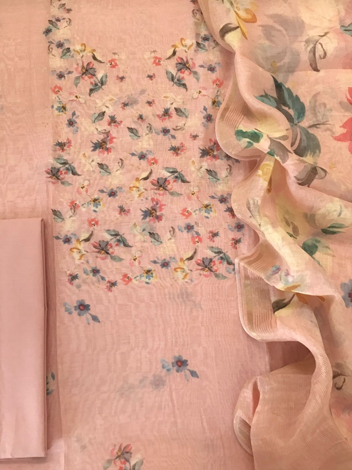 Pure Chanderi Digital Printed Suit - Peach