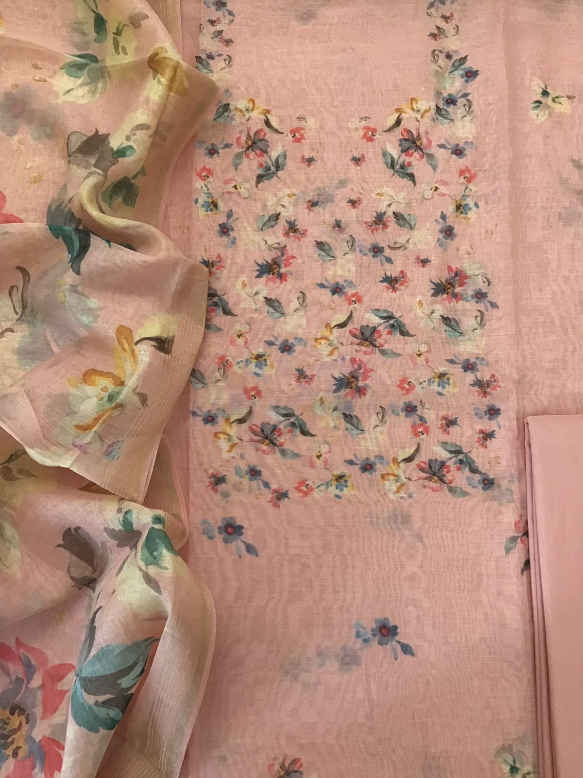 Pure Chanderi Digital Printed Suit - Peach