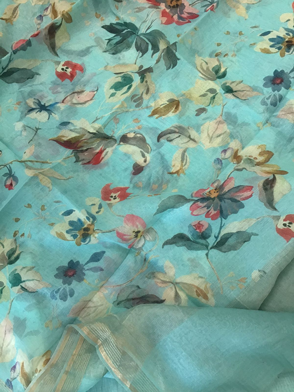 Pure Chanderi Digital Printed Suit - Blue