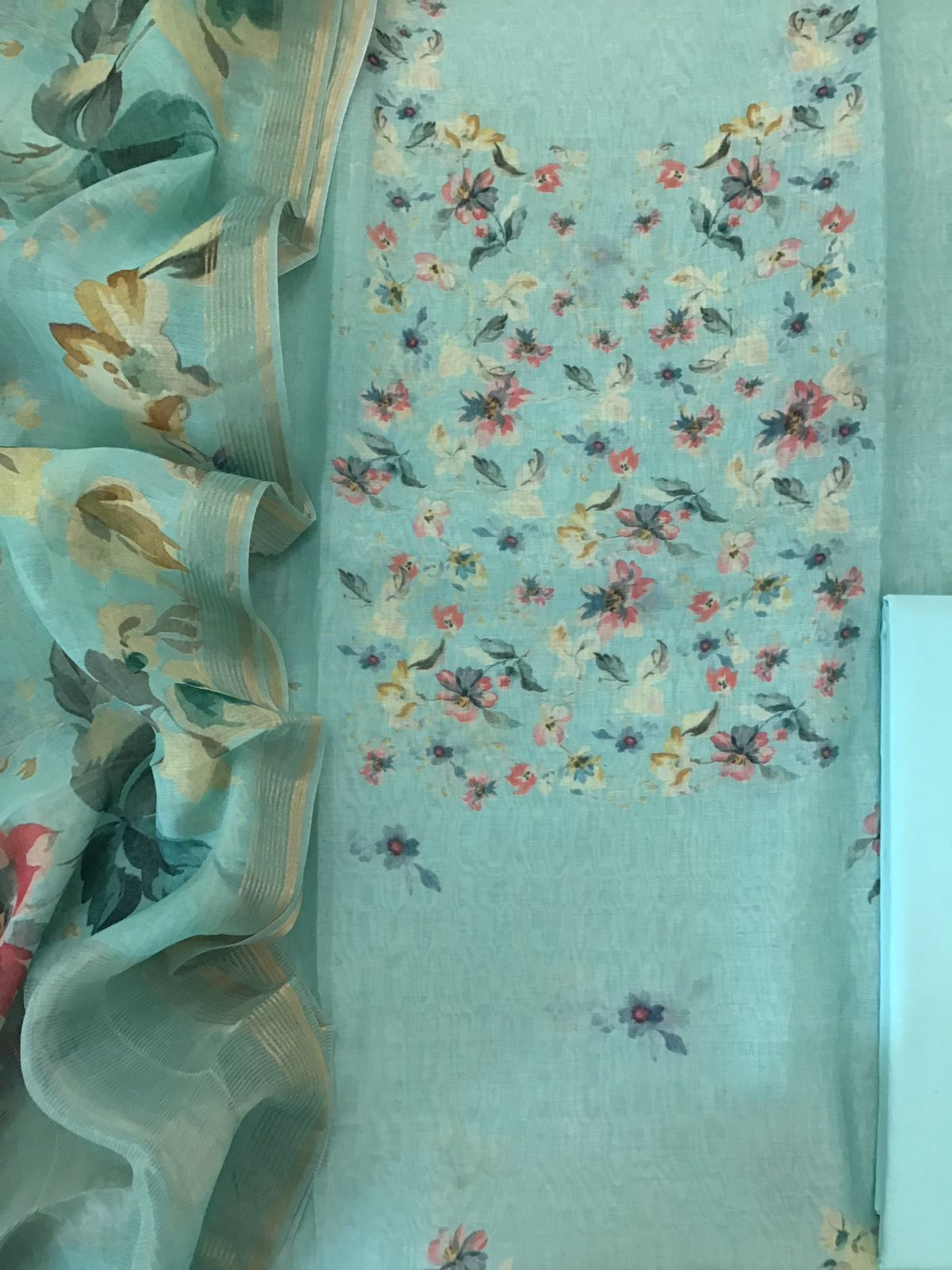 Pure Chanderi Digital Printed Suit - Blue