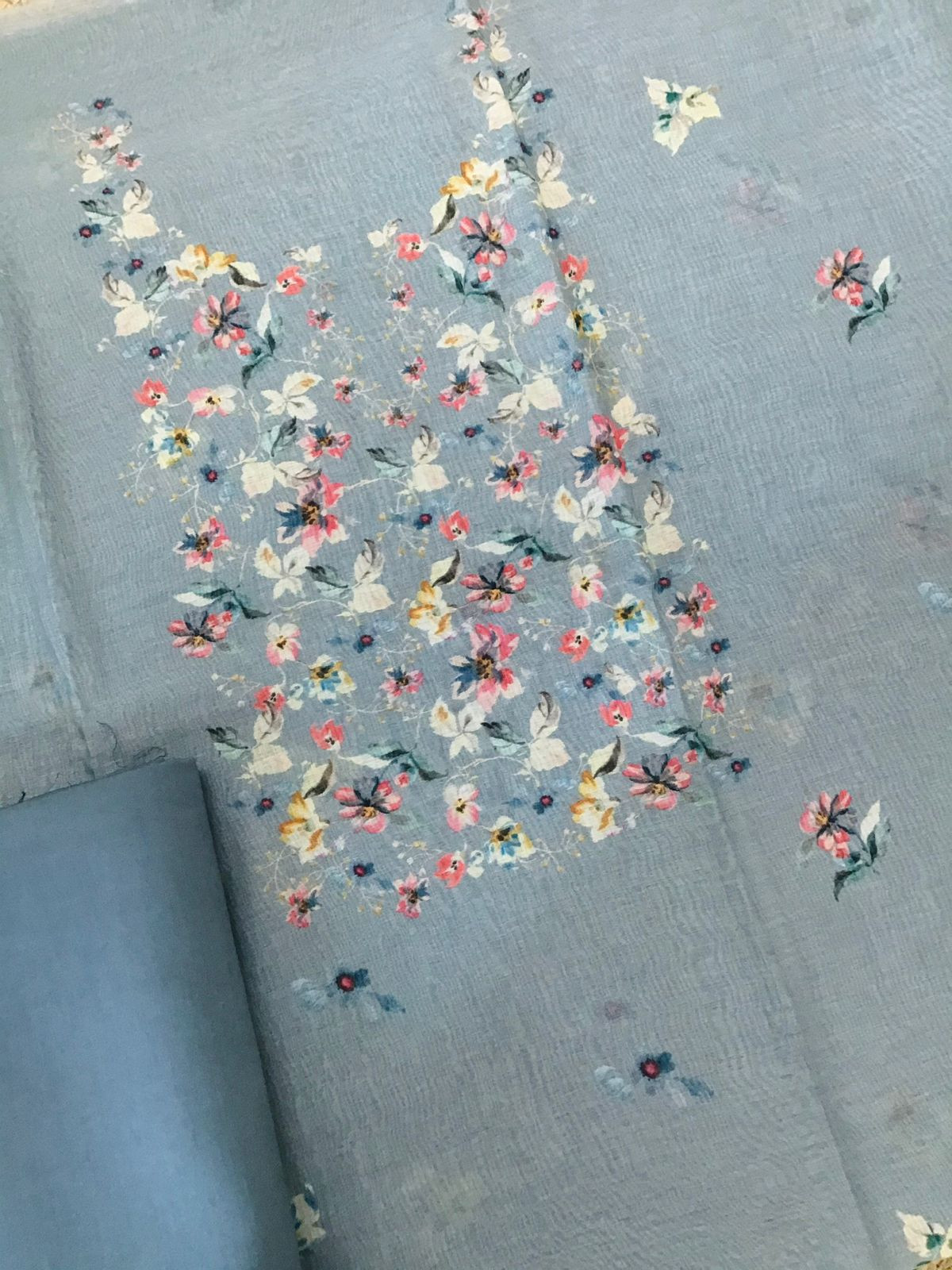 Pure Chanderi Digital Printed Suit - Grey