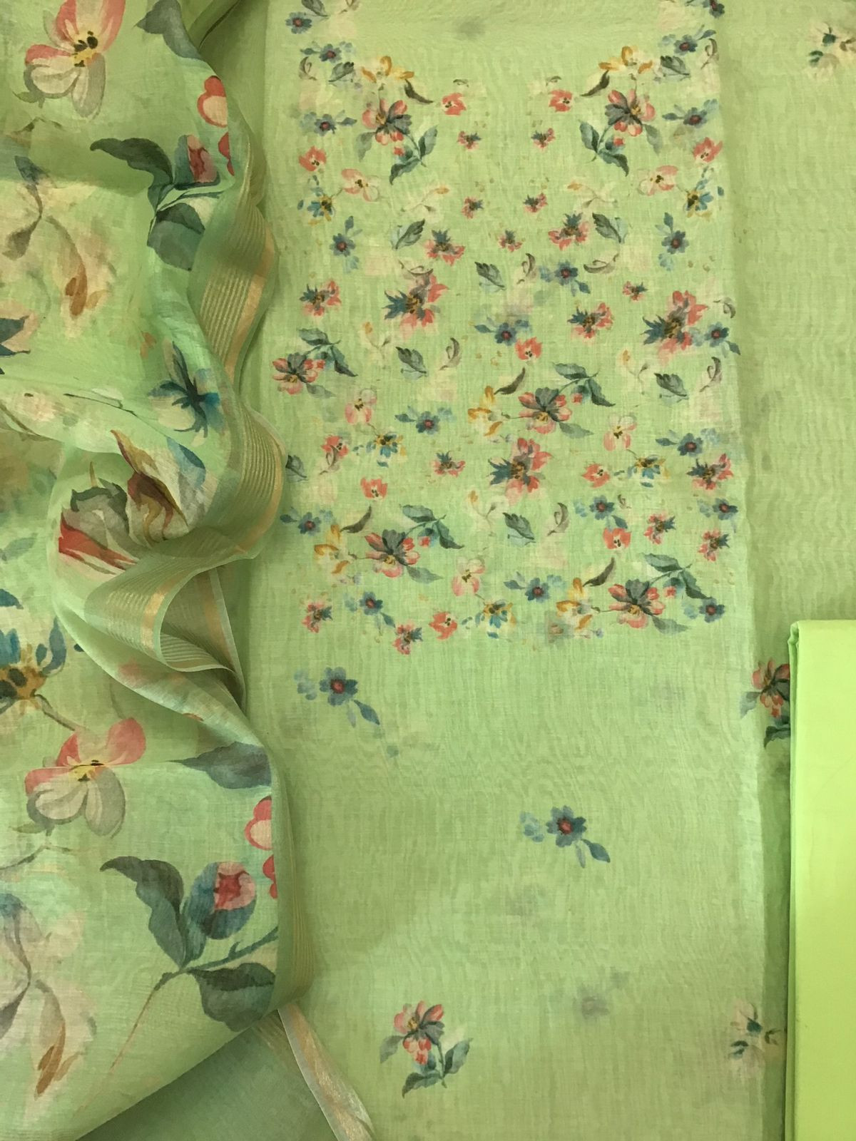 Pure Chanderi Digital Printed Suit - Green