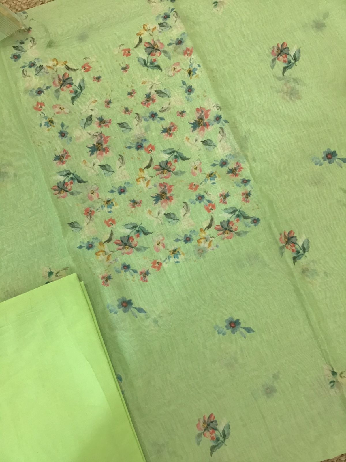 Pure Chanderi Digital Printed Suit - Green