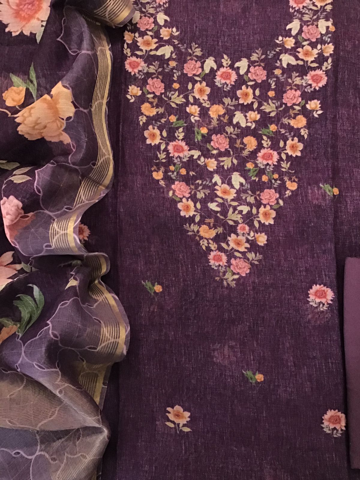 Pure Chanderi Digital Printed Suit - Violet