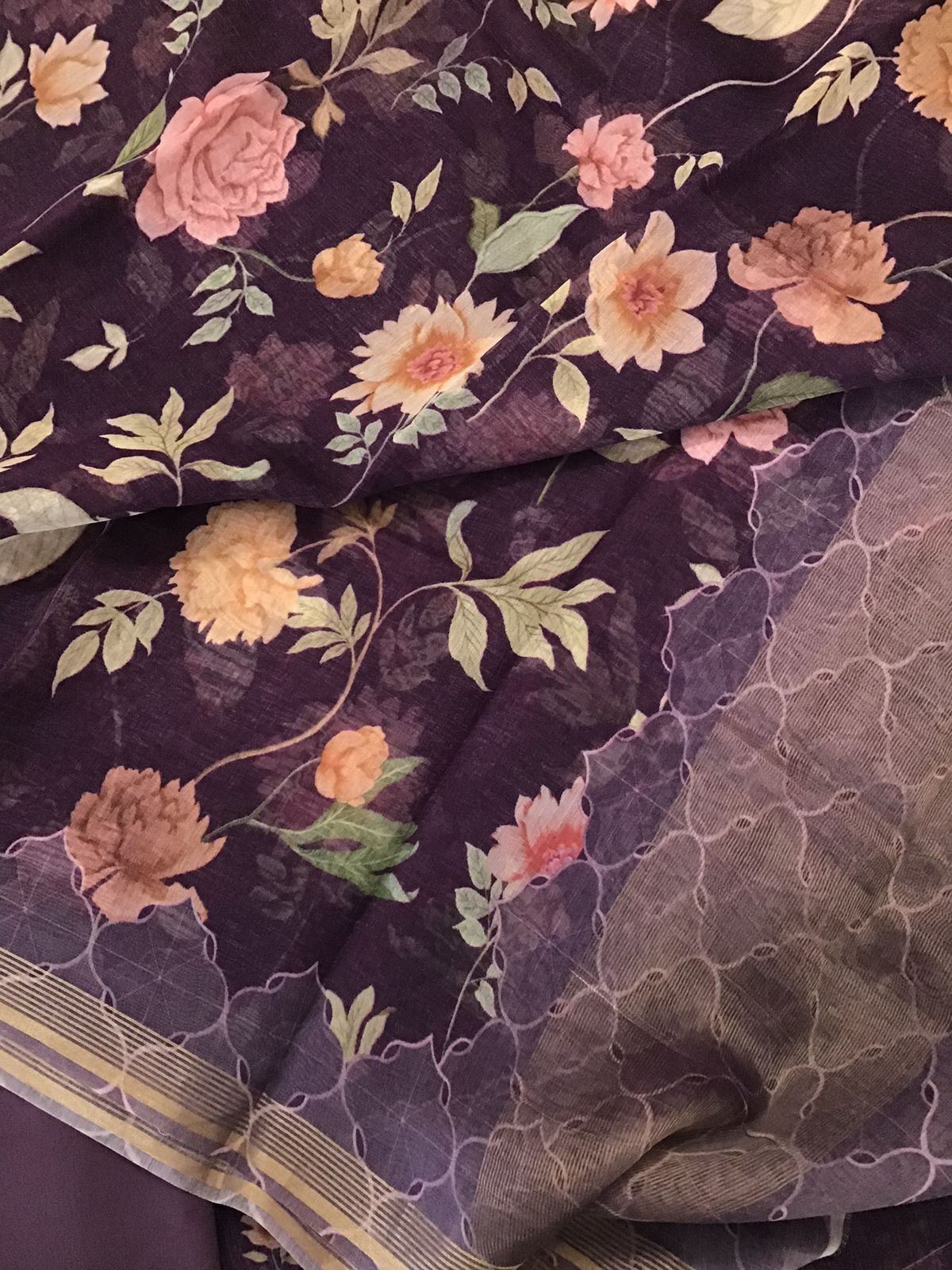 Pure Chanderi Digital Printed Suit - Violet