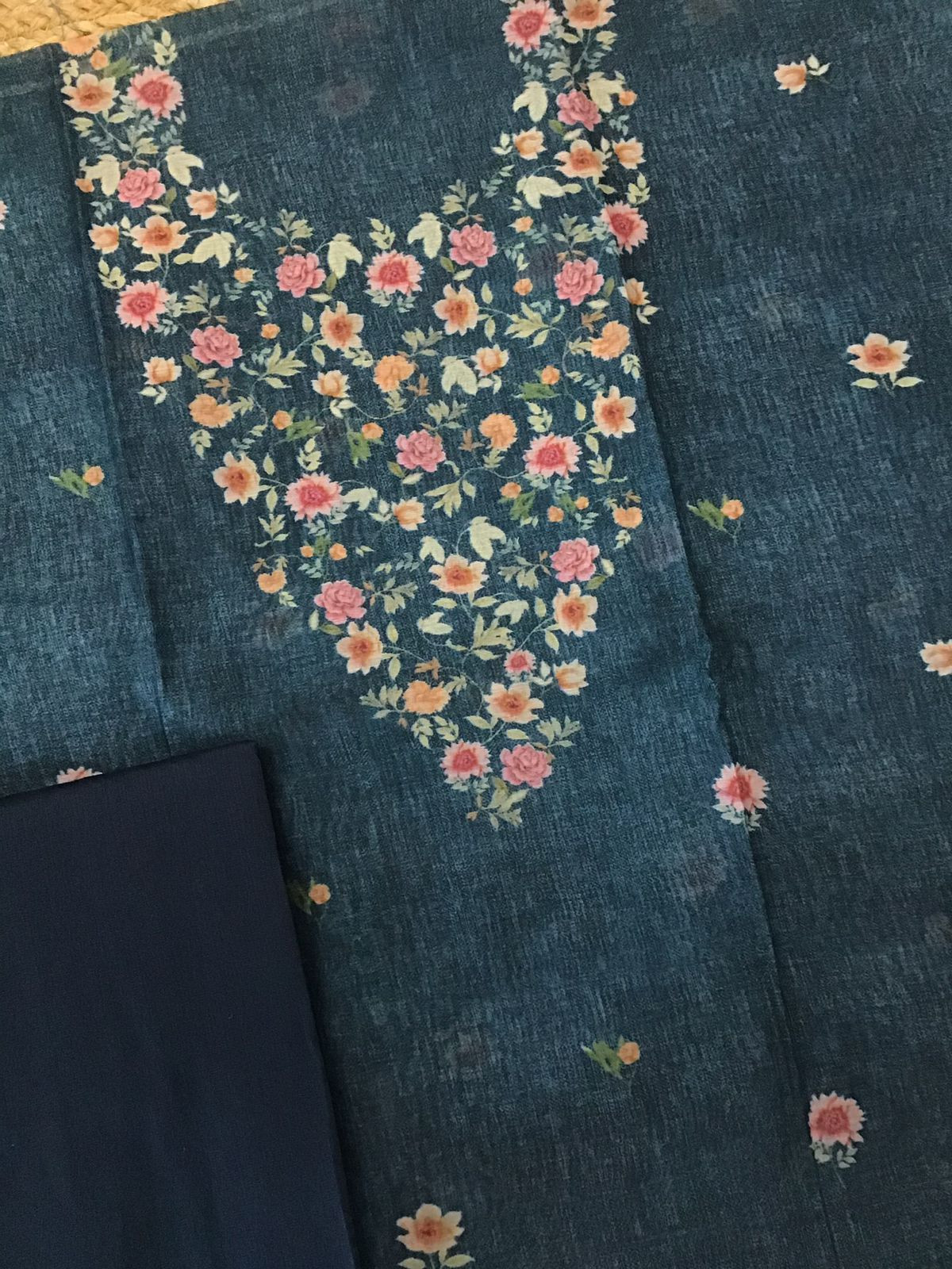 Pure Chanderi Digital Printed Suit - Peacock Blue