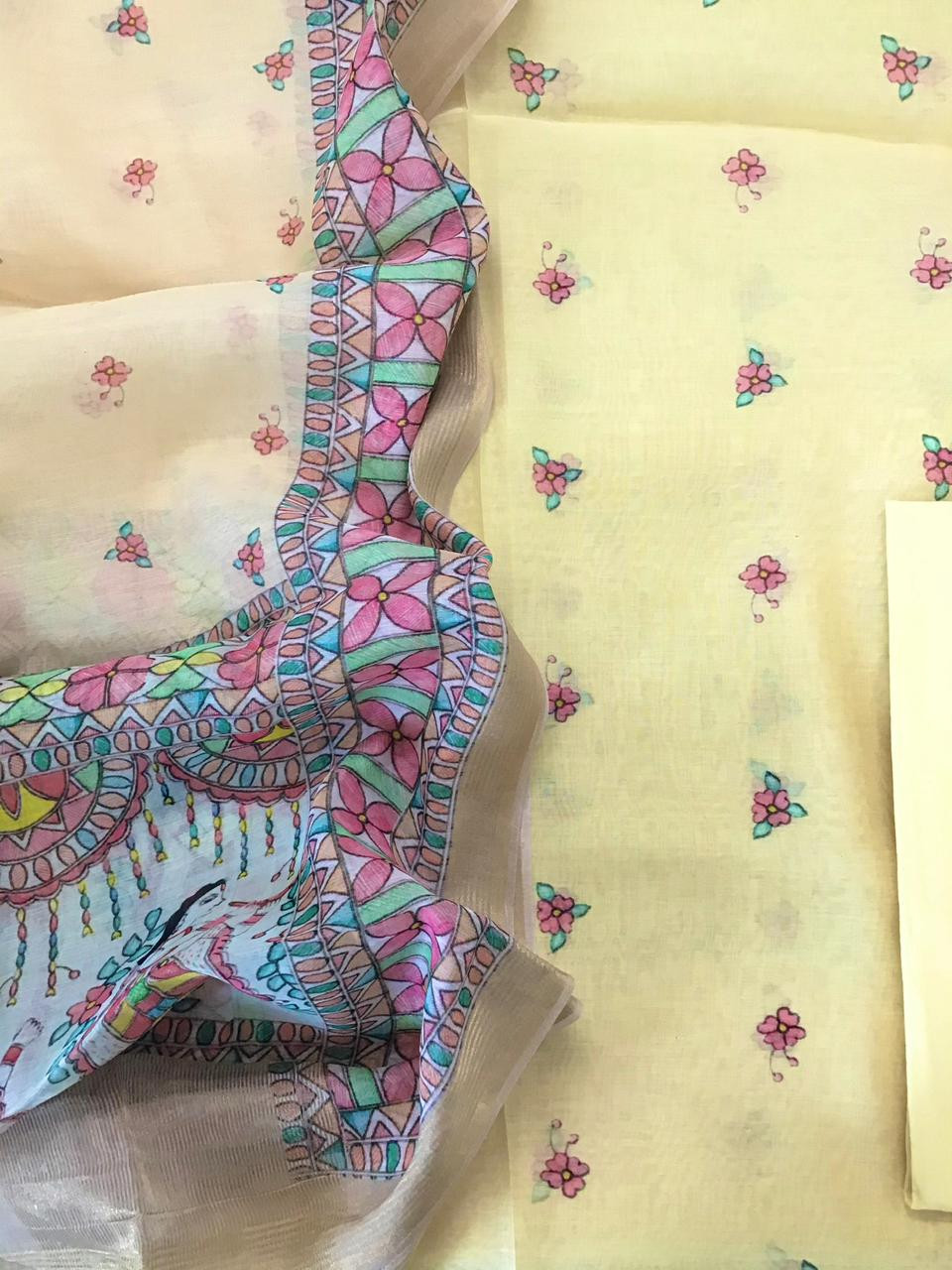 Pure Chanderi Digital Printed Suit - Yellow