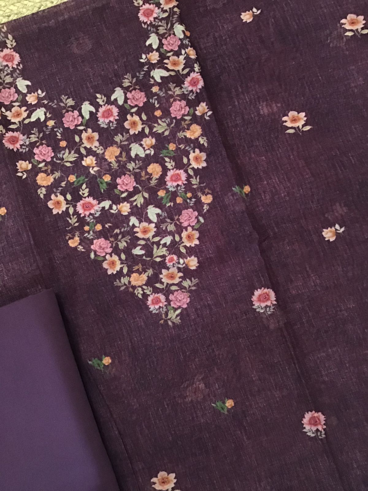 Pure Chanderi Digital Printed Suit - Wine