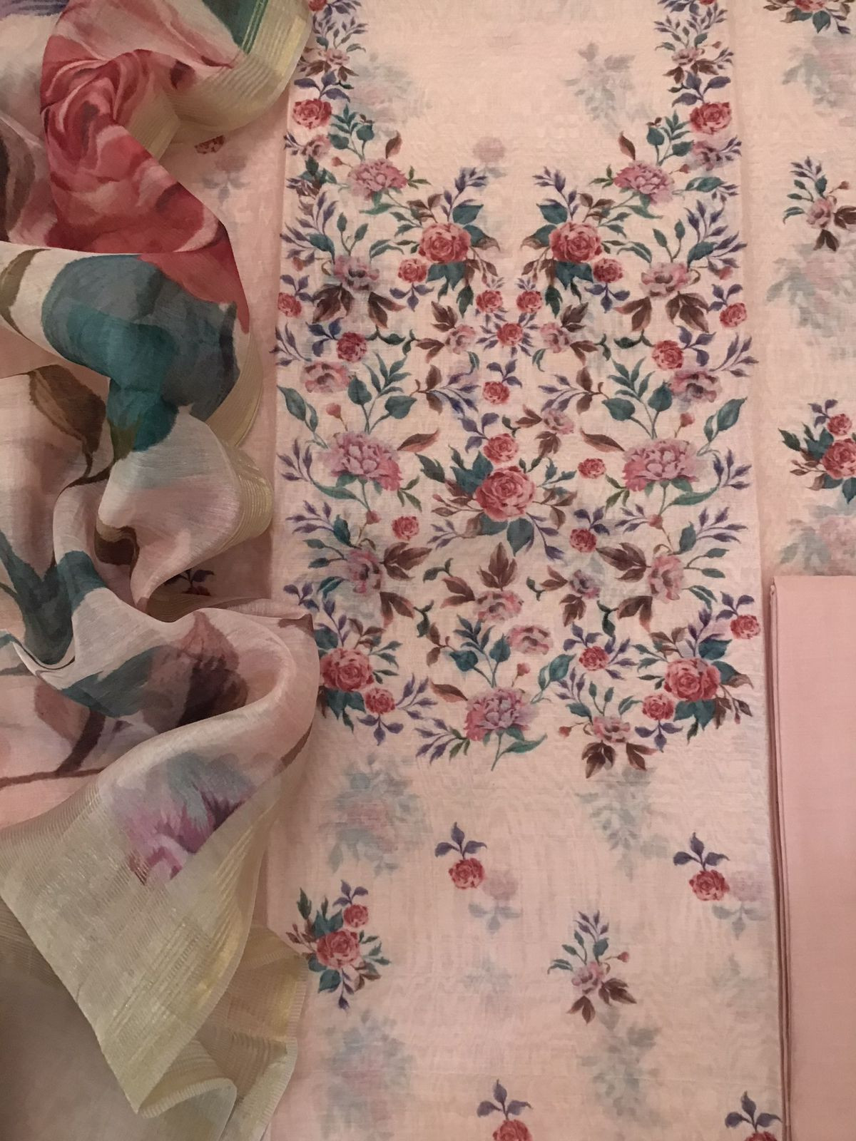 Pure Chanderi Digital Printed Suit - Peach