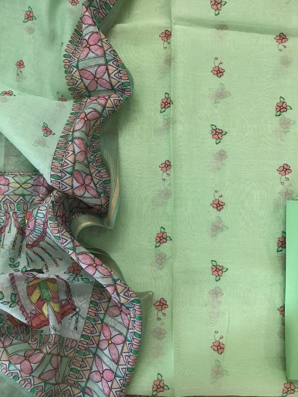 Pure Chanderi Digital Printed Suit - Green