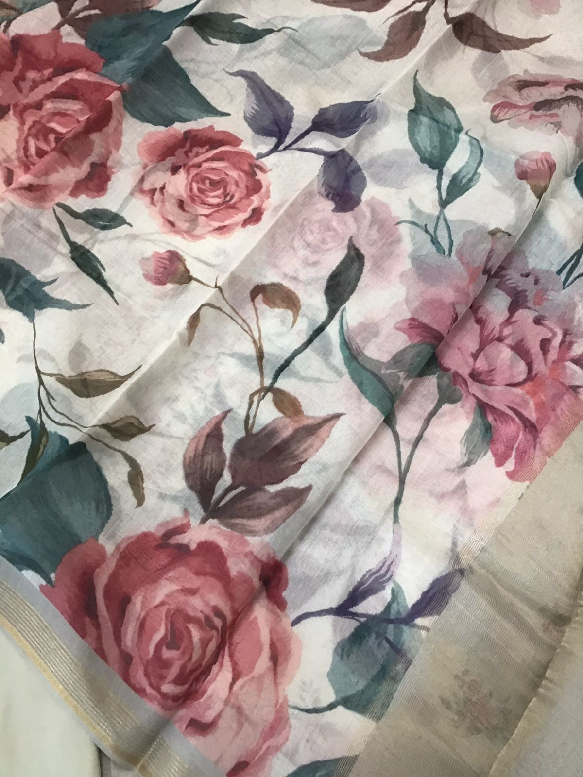 Pure Chanderi Digital Printed Suit - Offwhite