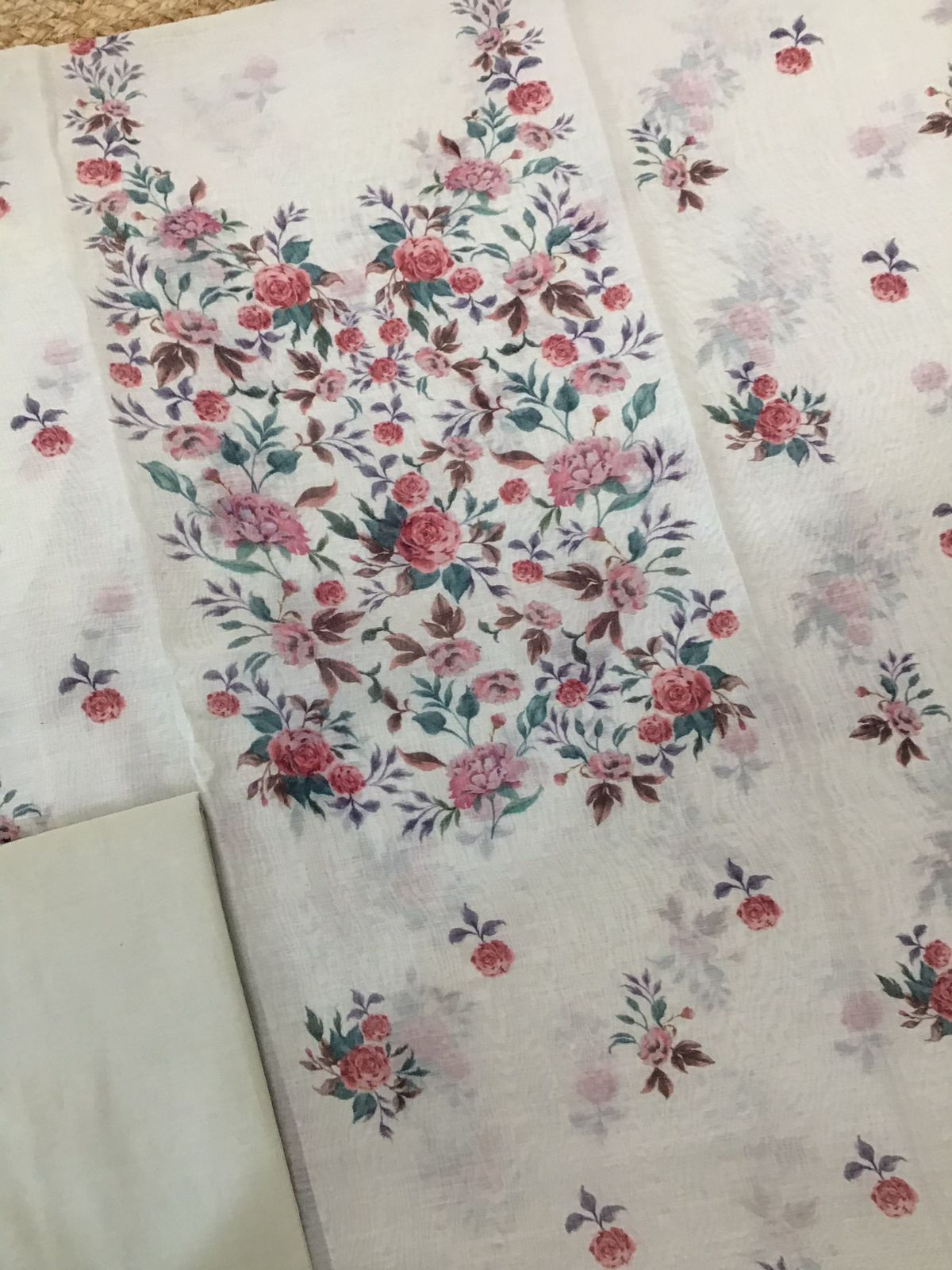 Pure Chanderi Digital Printed Suit - Offwhite