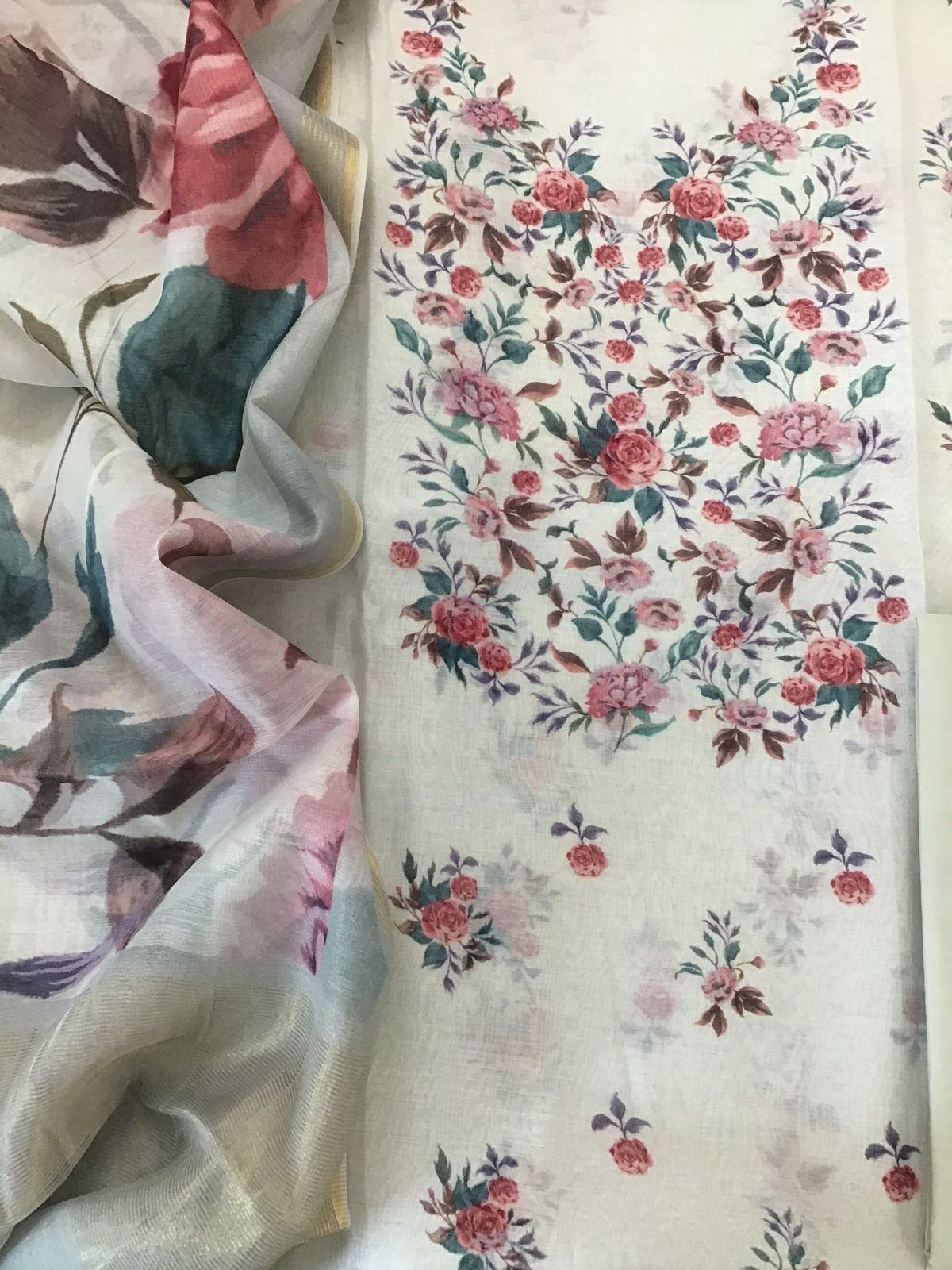 Pure Chanderi Digital Printed Suit - Offwhite