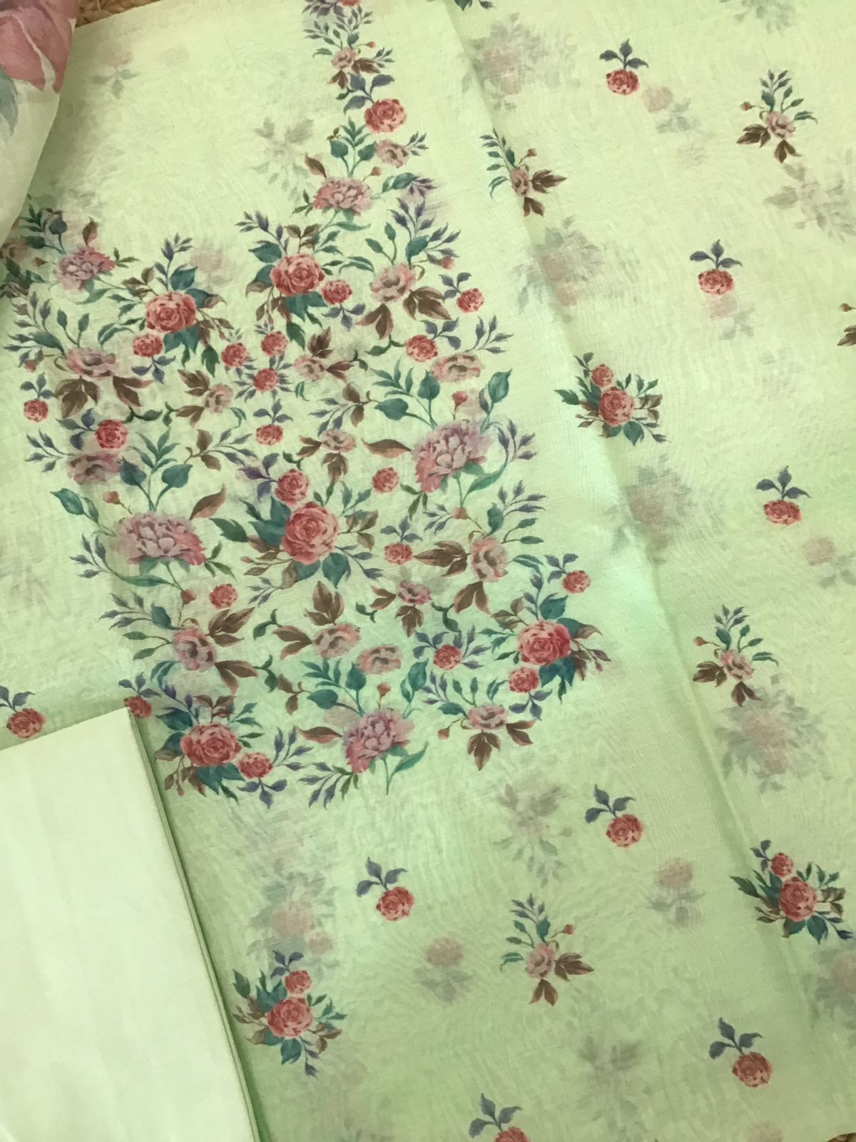 Pure Chanderi Digital Printed Suit - Green