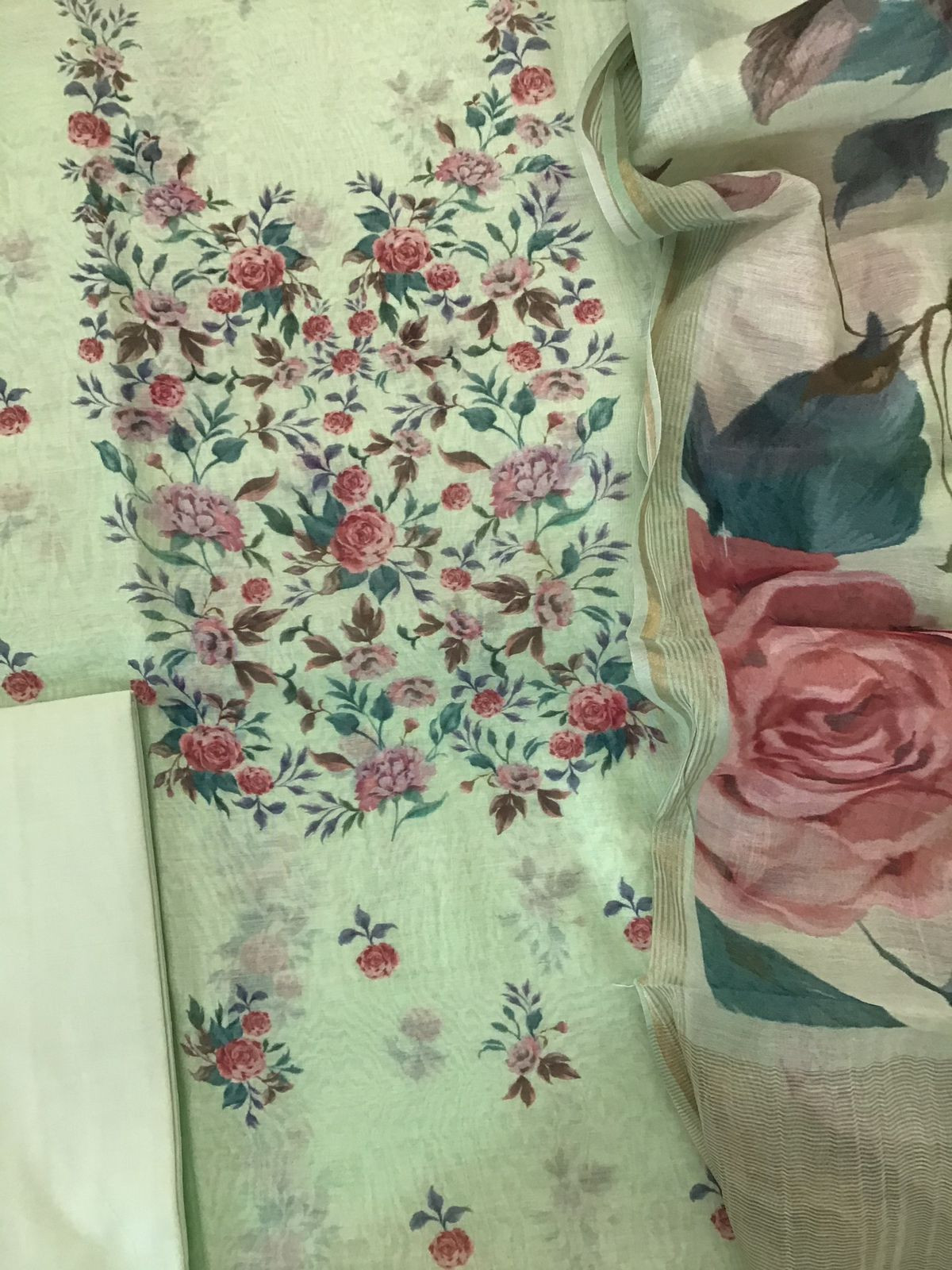 Pure Chanderi Digital Printed Suit - Green