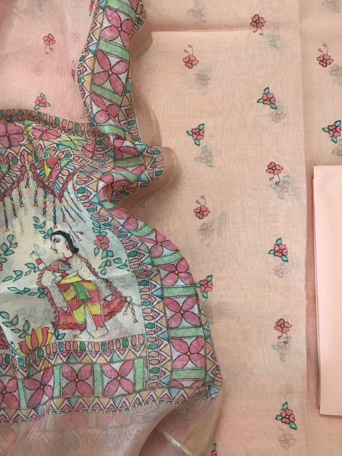 Pure Chanderi Digital Printed Suit - Peach