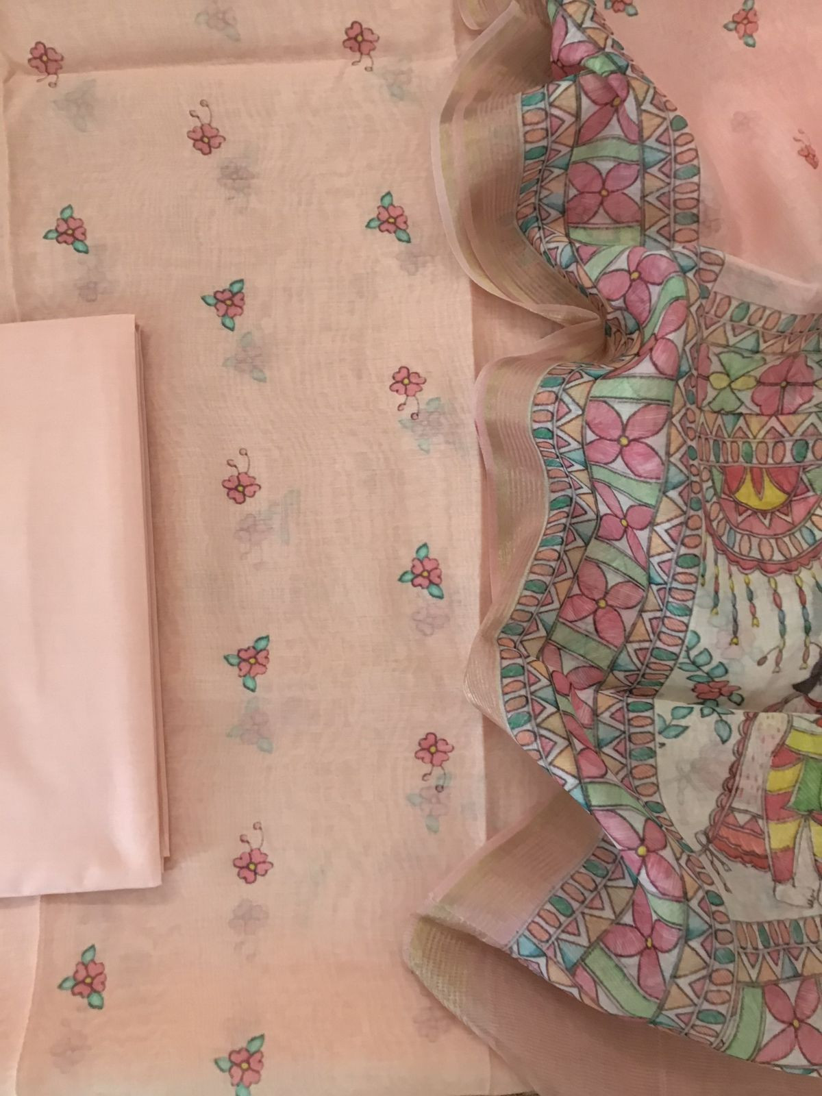 Pure Chanderi Digital Printed Suit - Peach