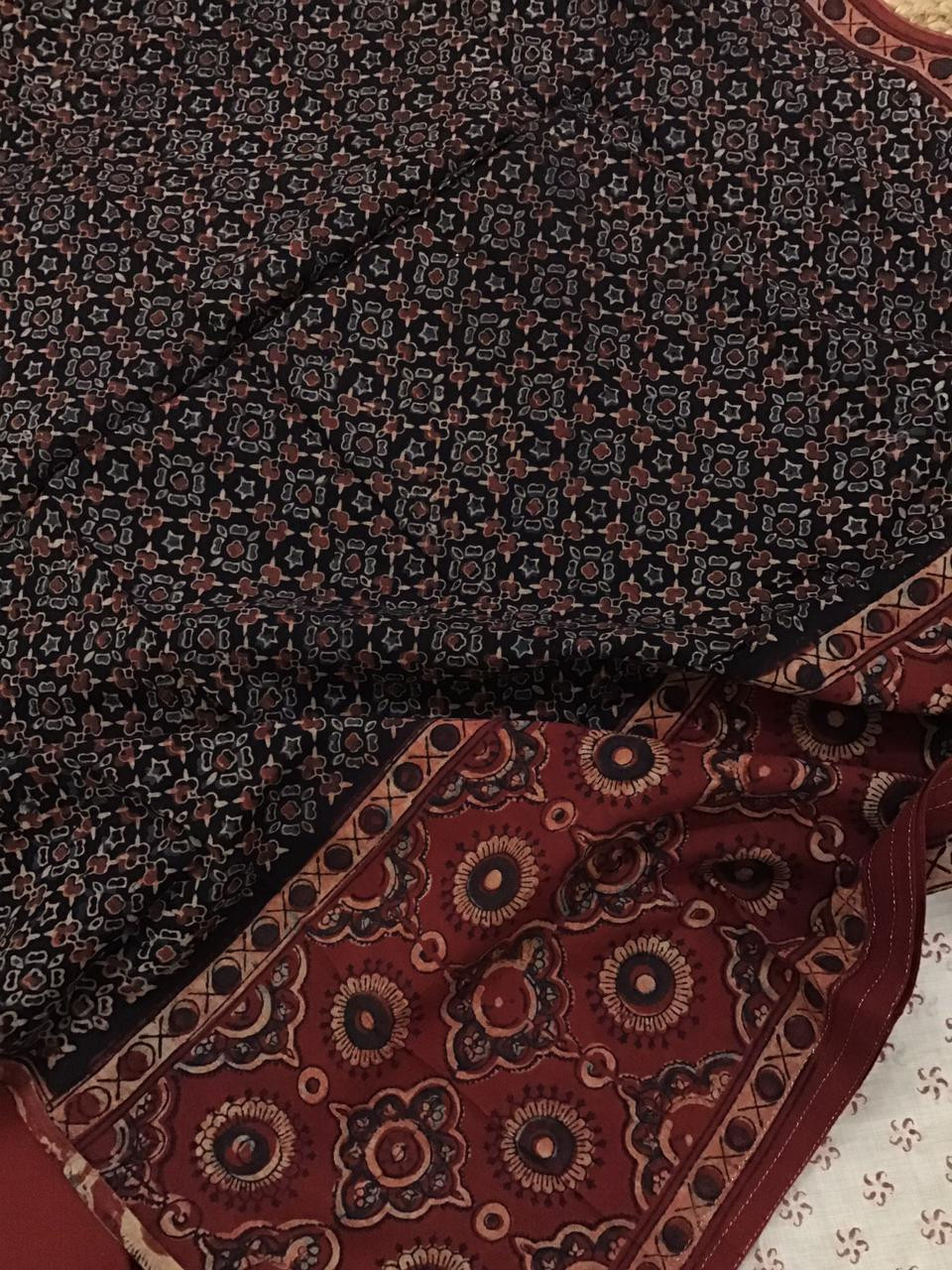 Soft Slub Chanderi Printed Embroidered Suit - Beige