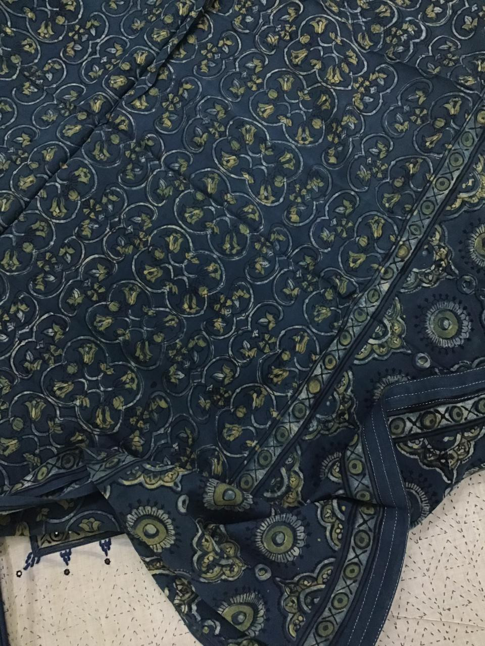 Soft Slub Chanderi Printed Embroidered Suit - Beige