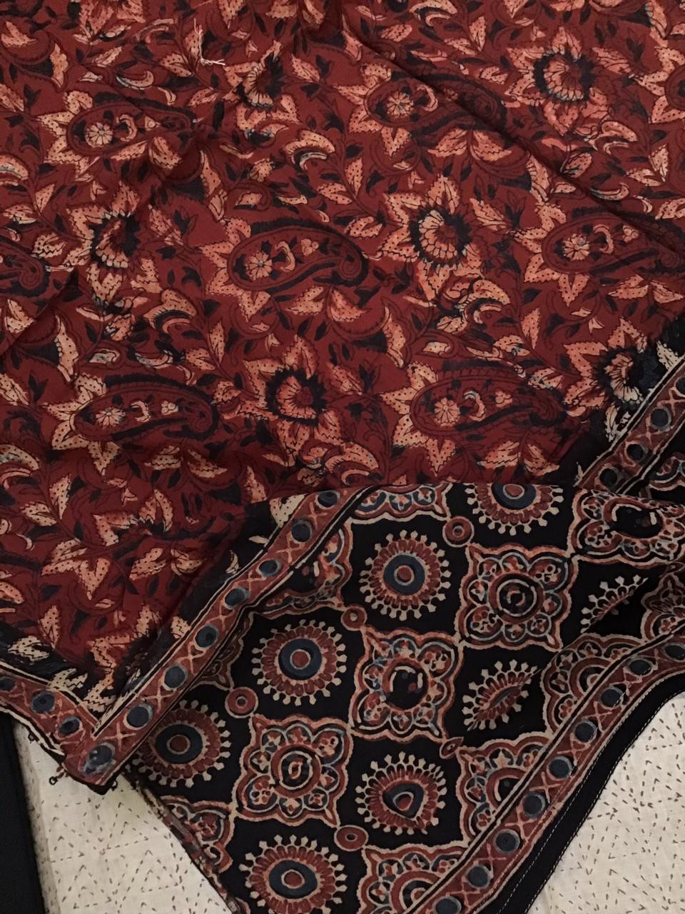 Soft Slub Chanderi Printed Embroidered Suit - Beige