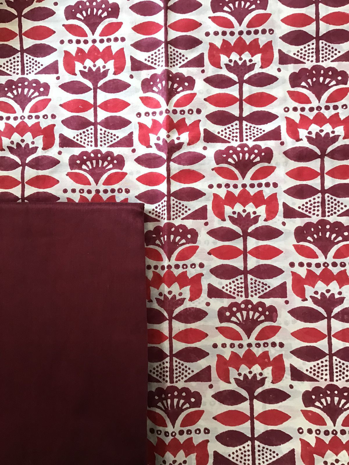 Pure Maheshwari Silk Printed Embroidered Suit - Maroon