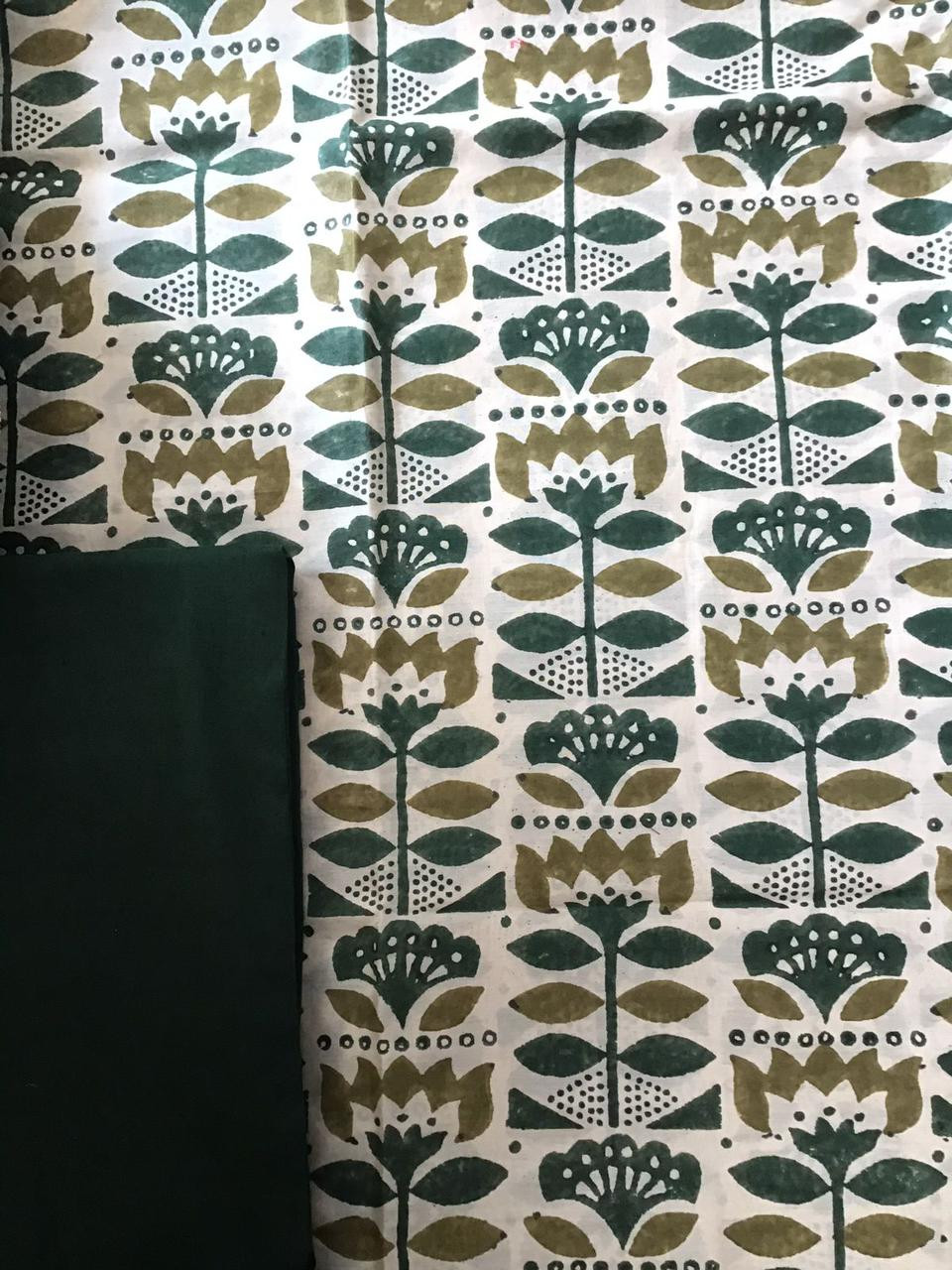 Pure Maheshwari Silk Printed Embroidered Suit - Green