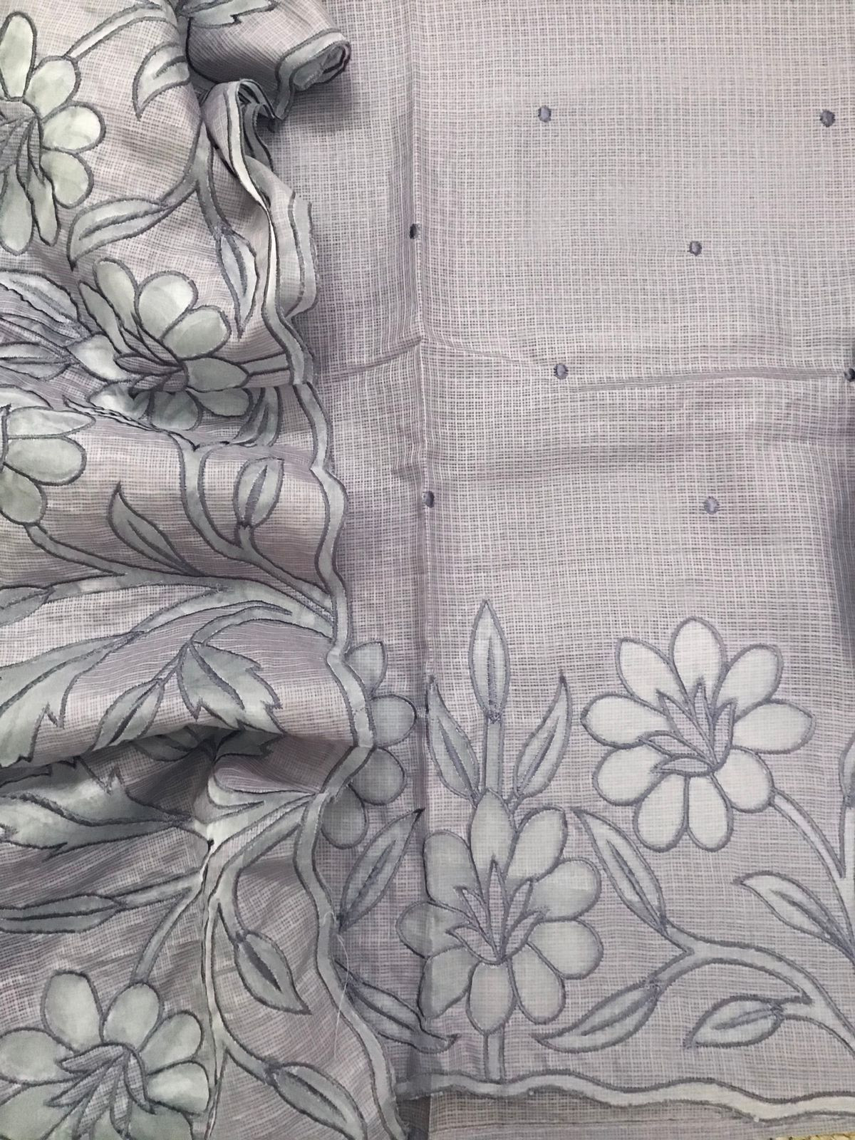 Soft Kota Silk Embroidered Suit - Lilac