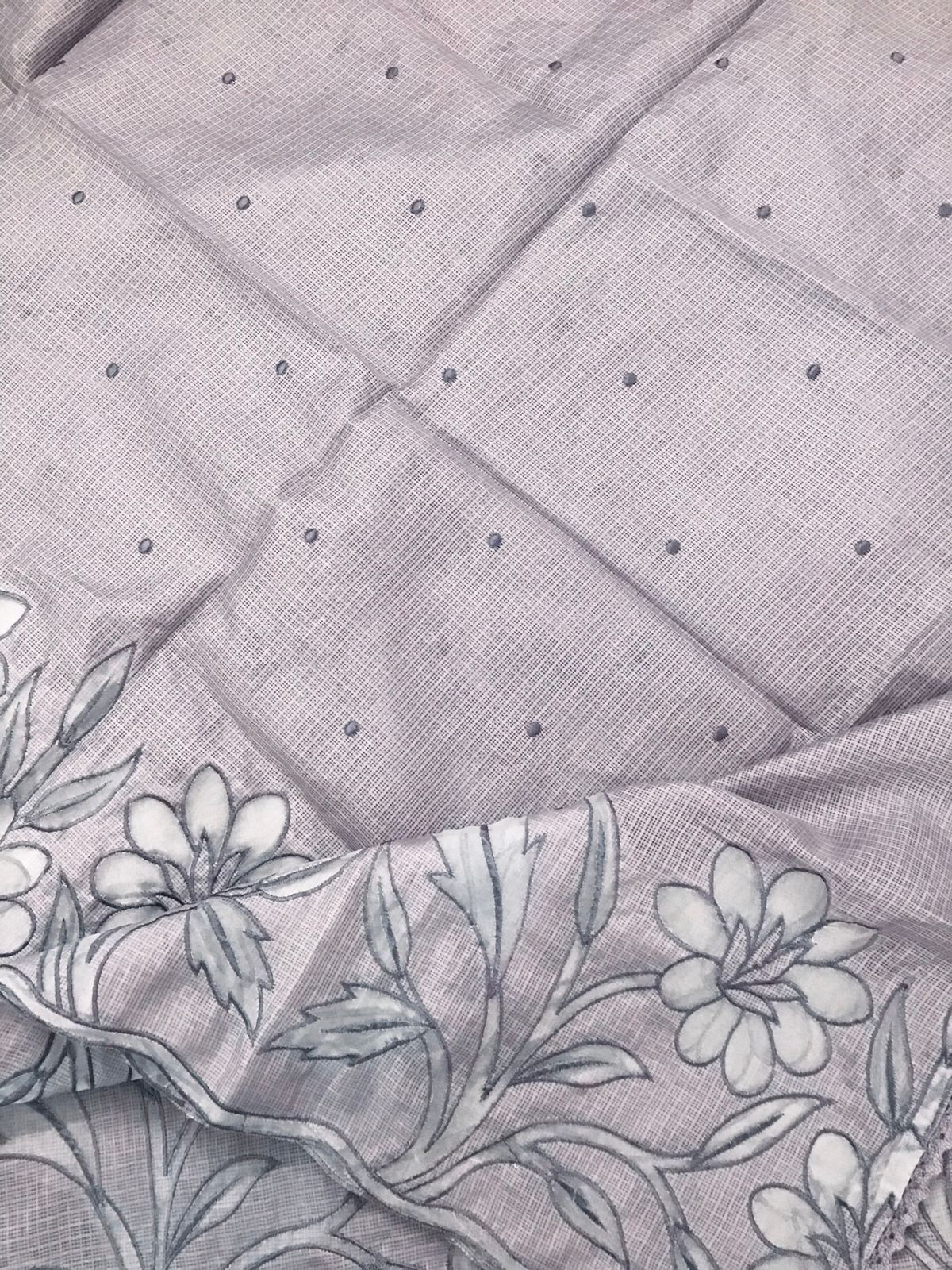 Soft Kota Silk Embroidered Suit - Lilac