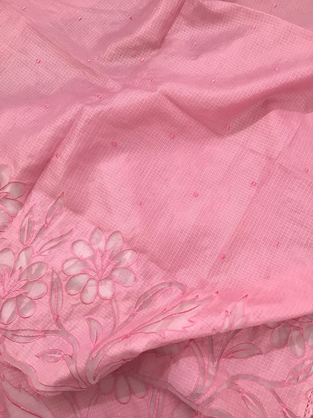 Soft Kota Silk Embroidered Suit - Pink