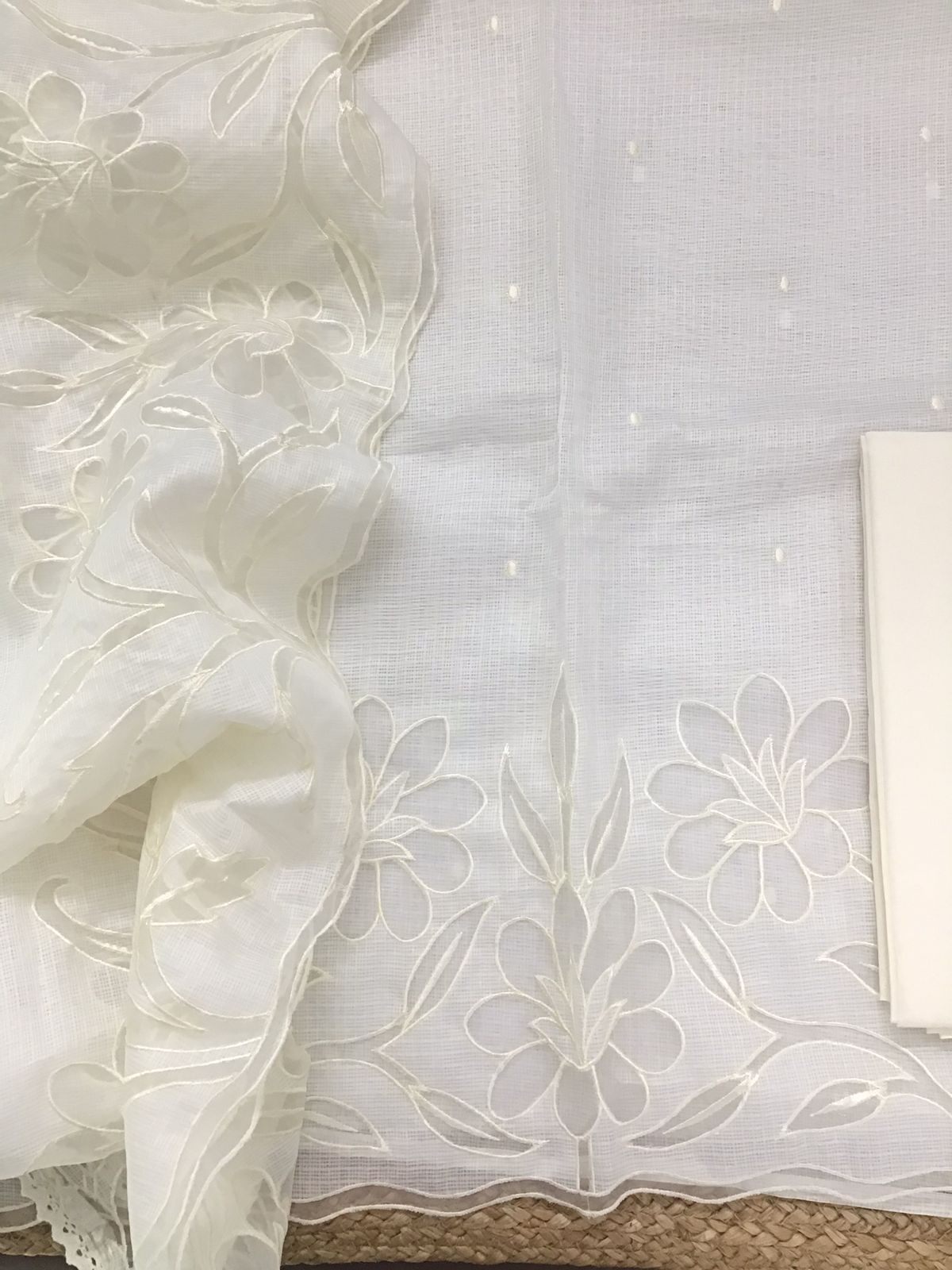 Soft Kota Silk Embroidered Suit - Off White