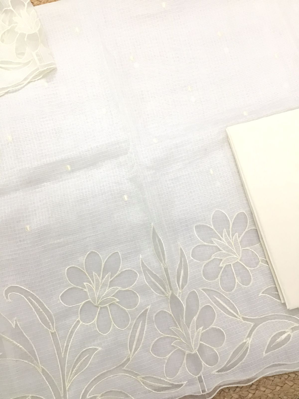 Soft Kota Silk Embroidered Suit - Off White