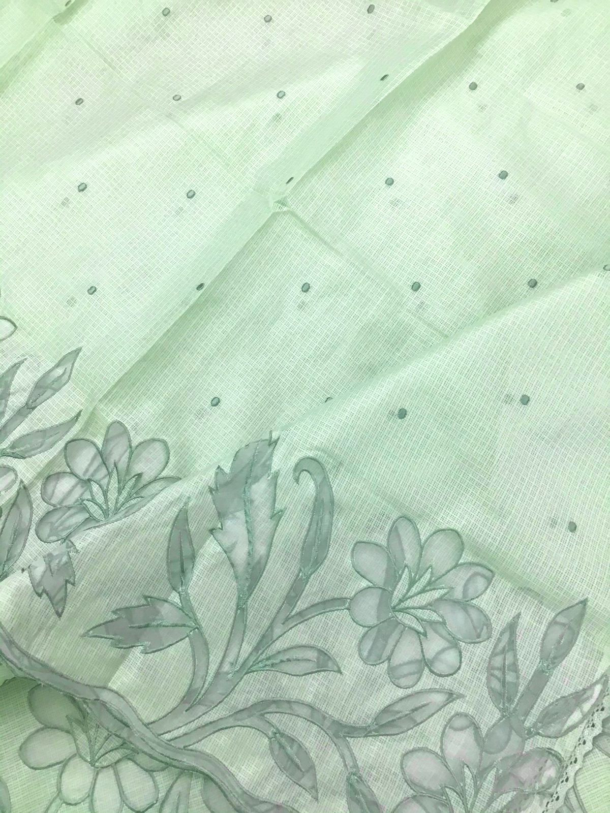 Soft Kota Silk Embroidered Suit - Green