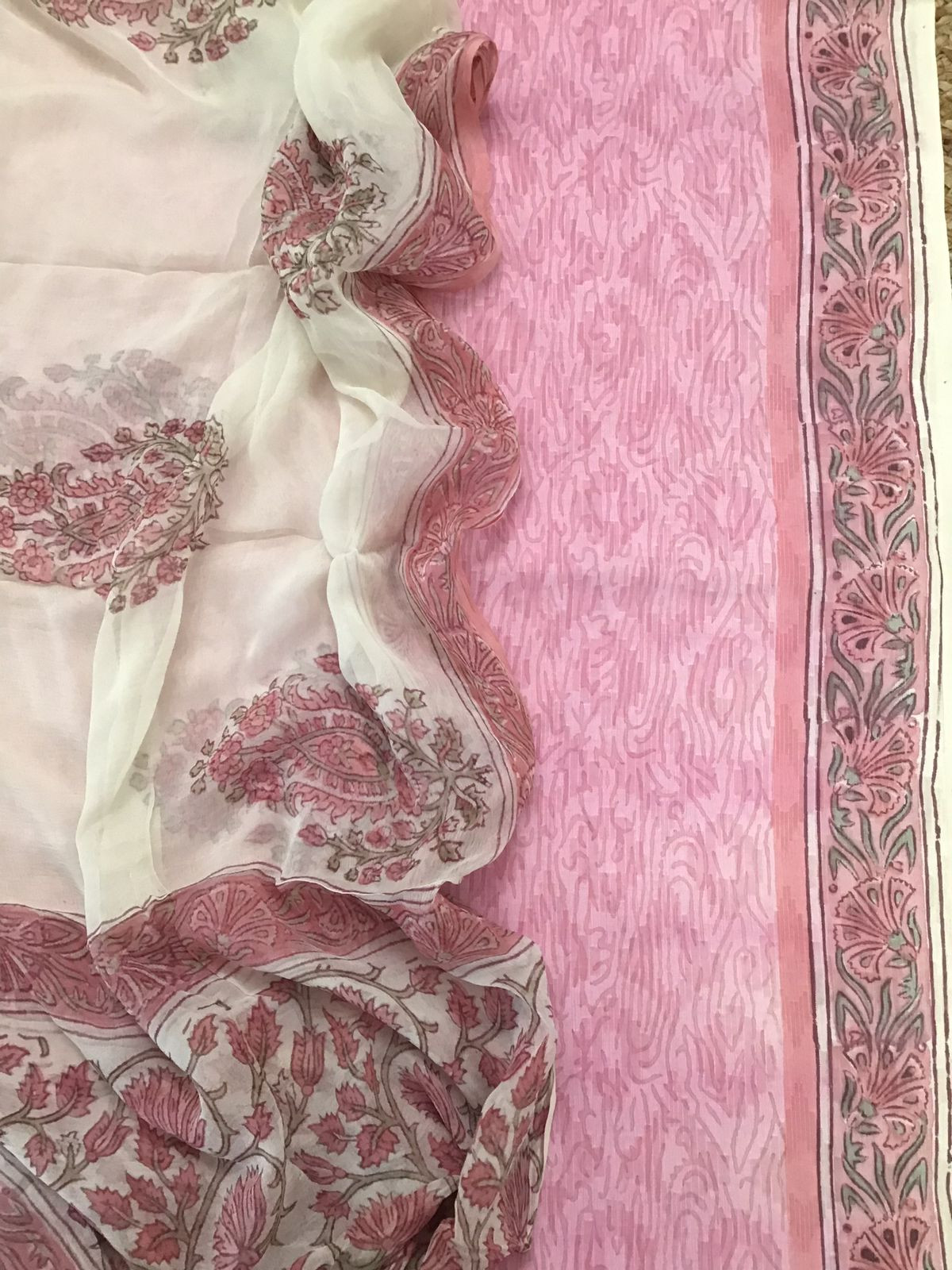 Pure Cotton Printed Self Weaved Suit - Pink