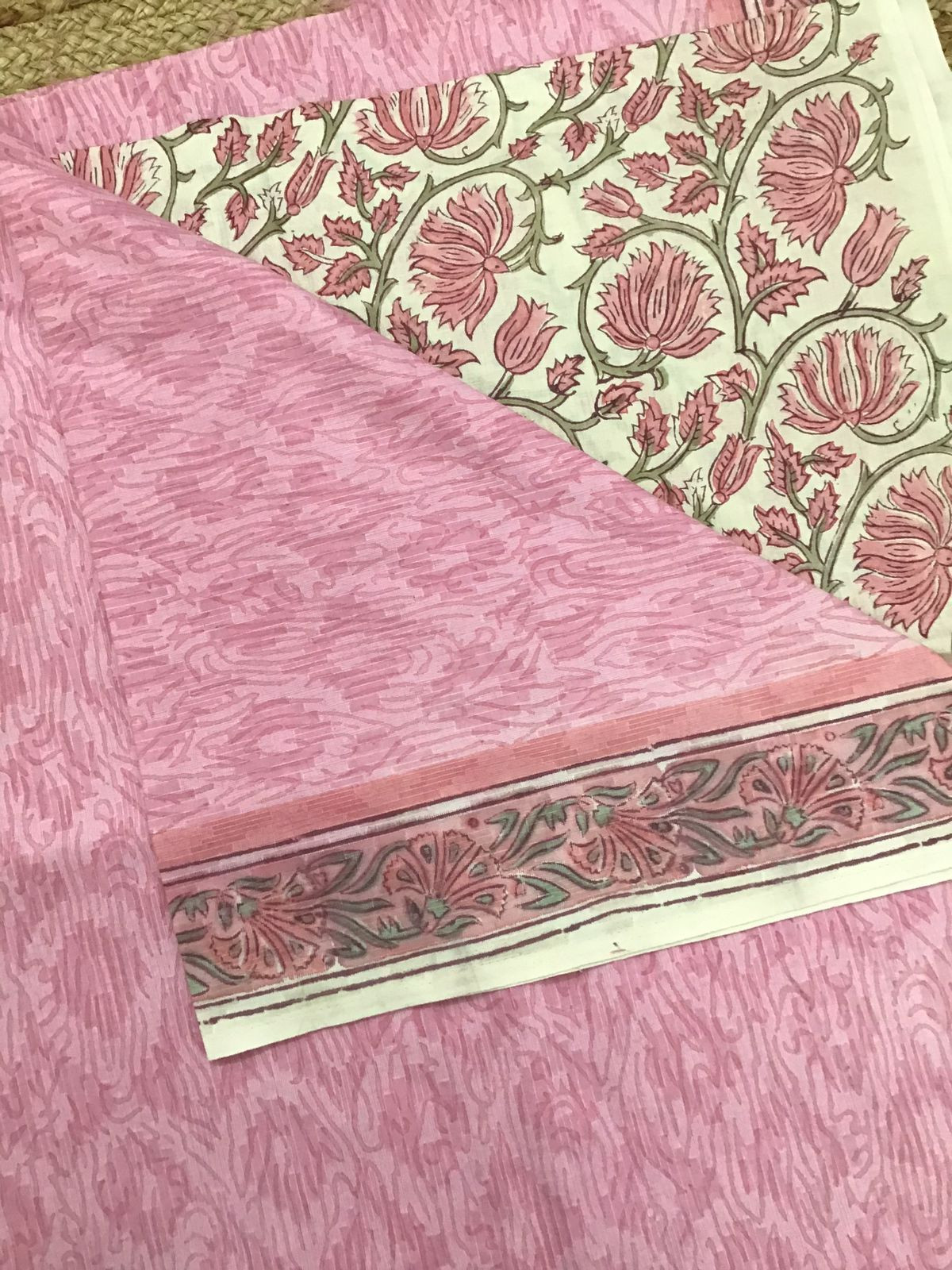 Pure Cotton Printed Self Weaved Suit - Pink