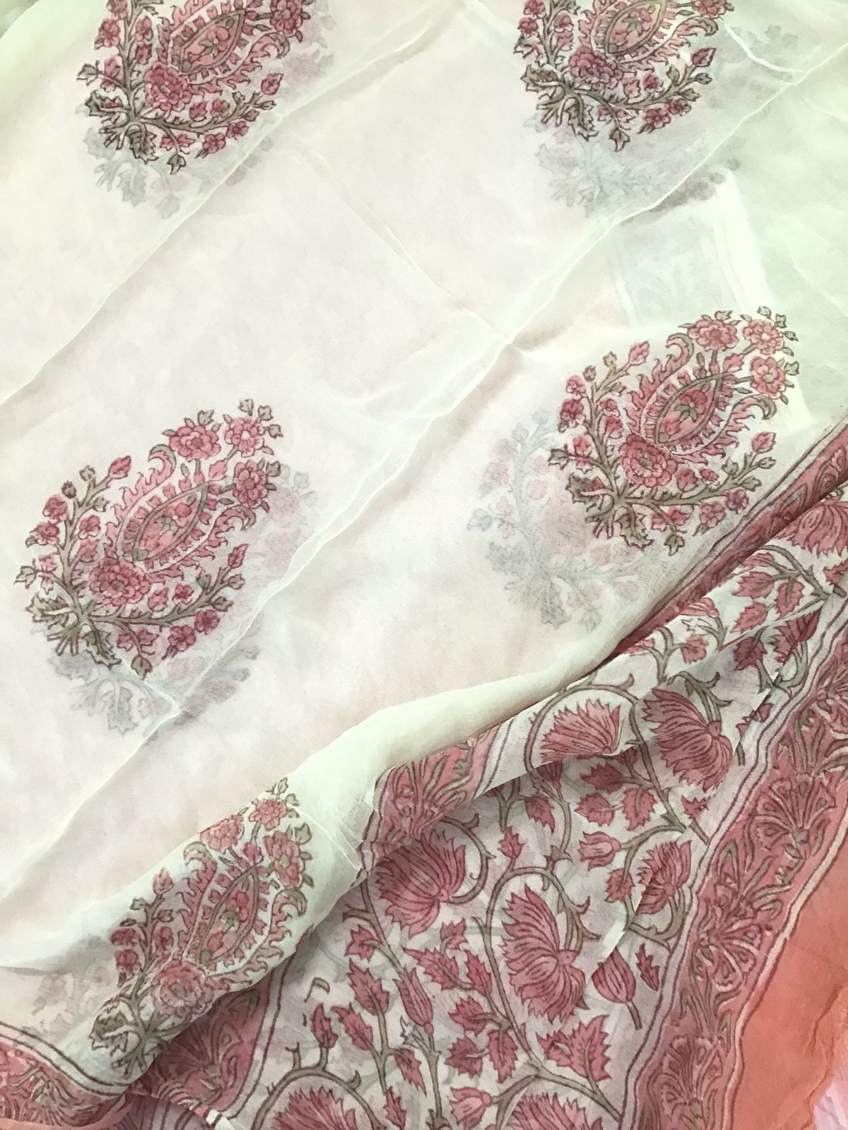 Pure Cotton Printed Self Weaved Suit - Pink