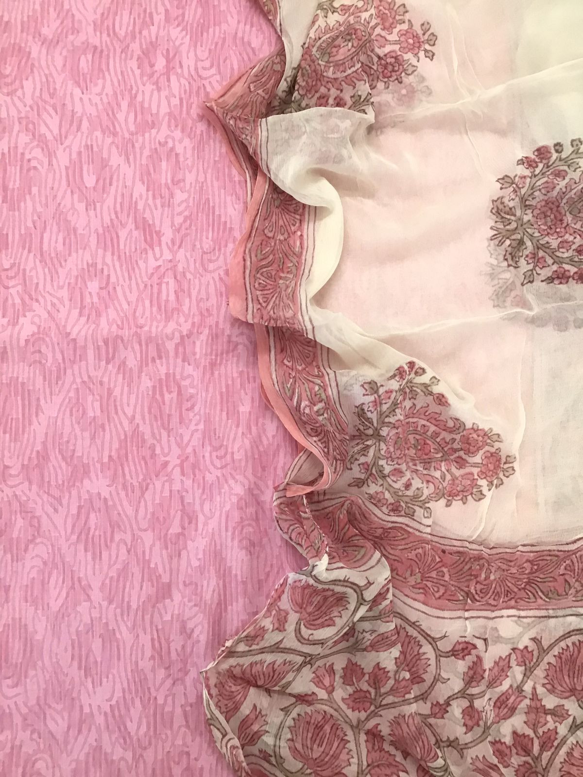 Pure Cotton Printed Self Weaved Suit - Pink