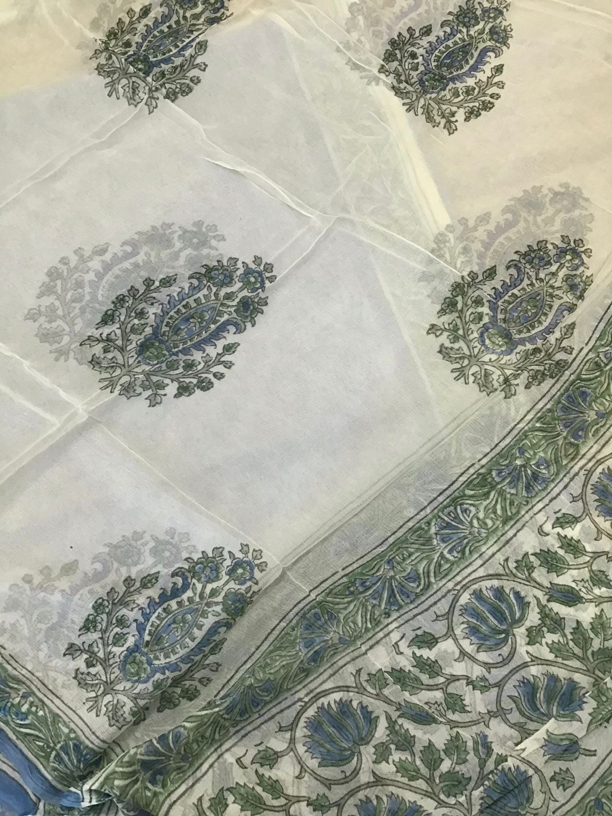 Pure Cotton Printed Self Weaved Suit - Blue