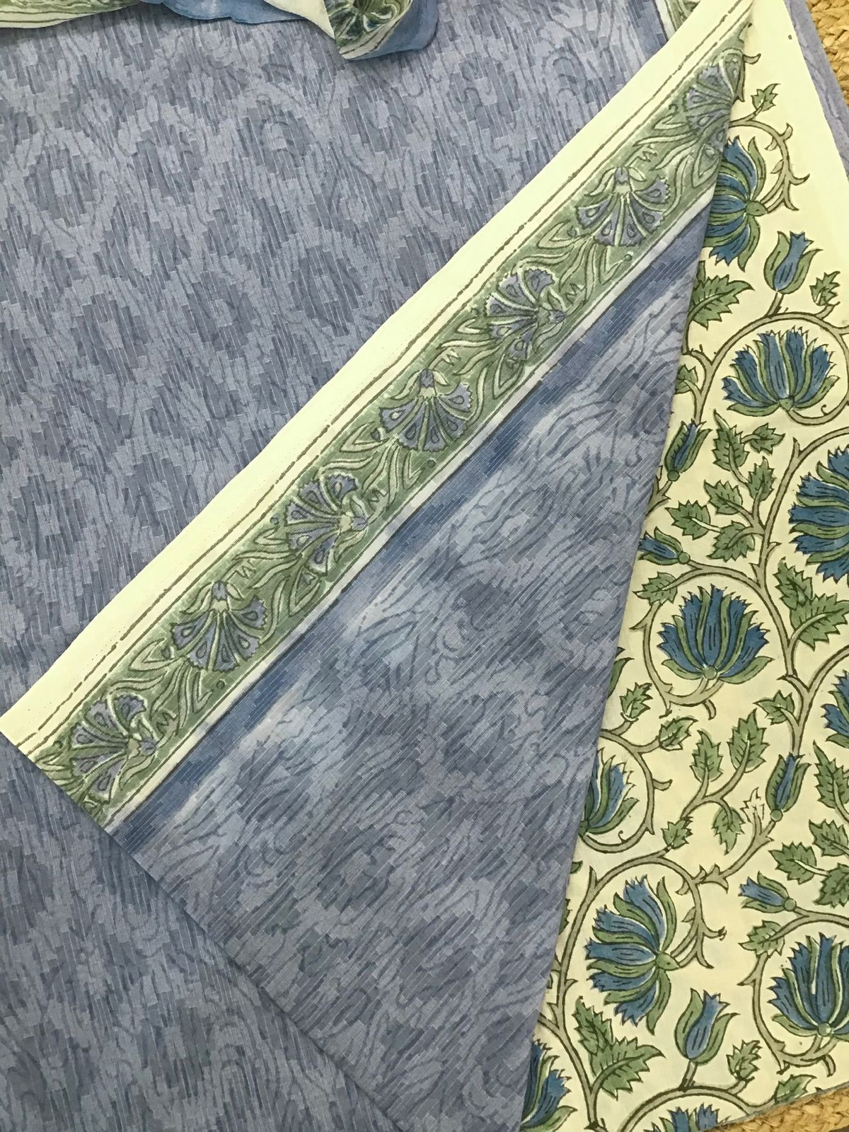 Pure Cotton Printed Self Weaved Suit - Blue