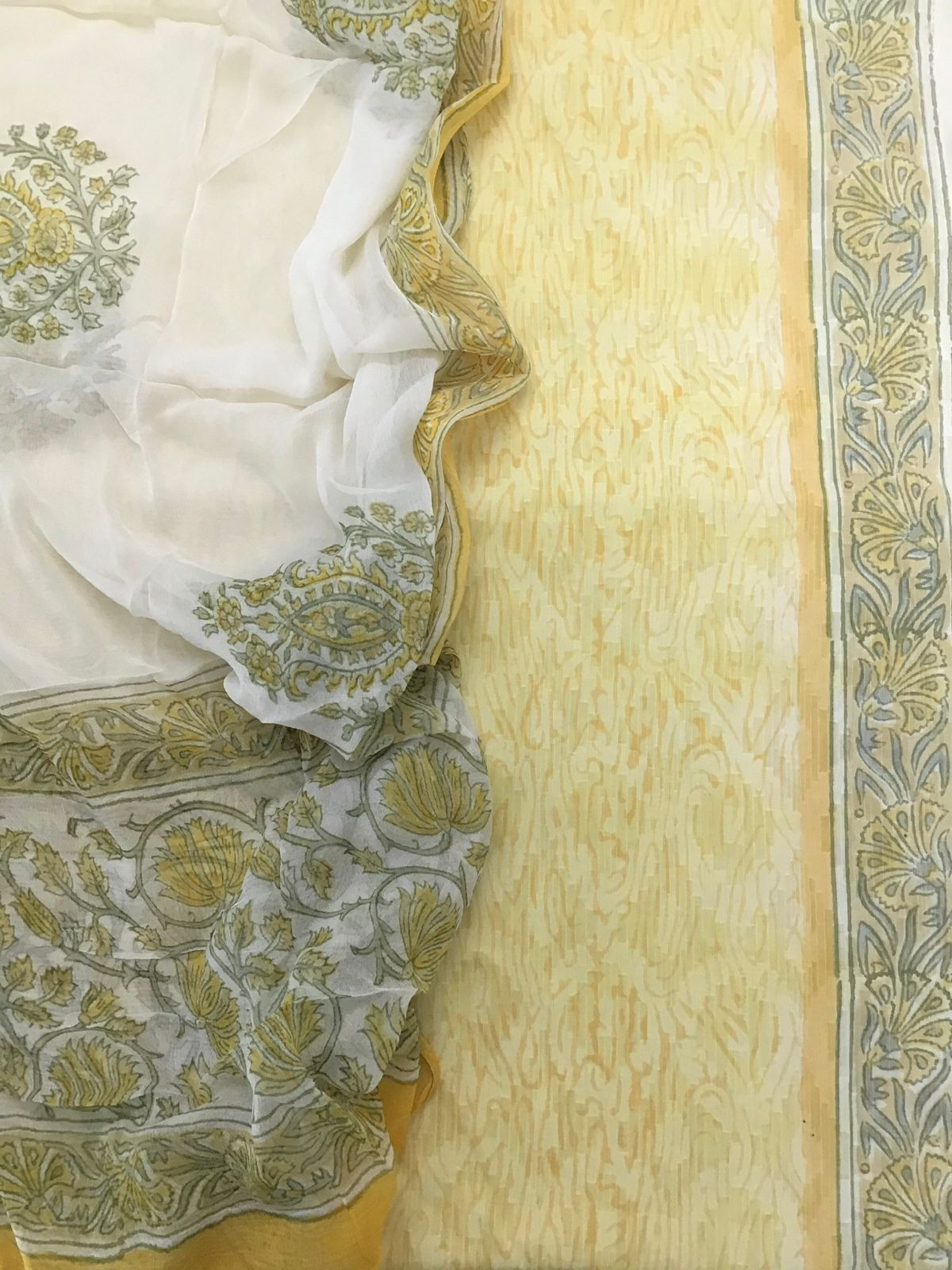 Pure Cotton Printed Self Weaved Suit - Yellow