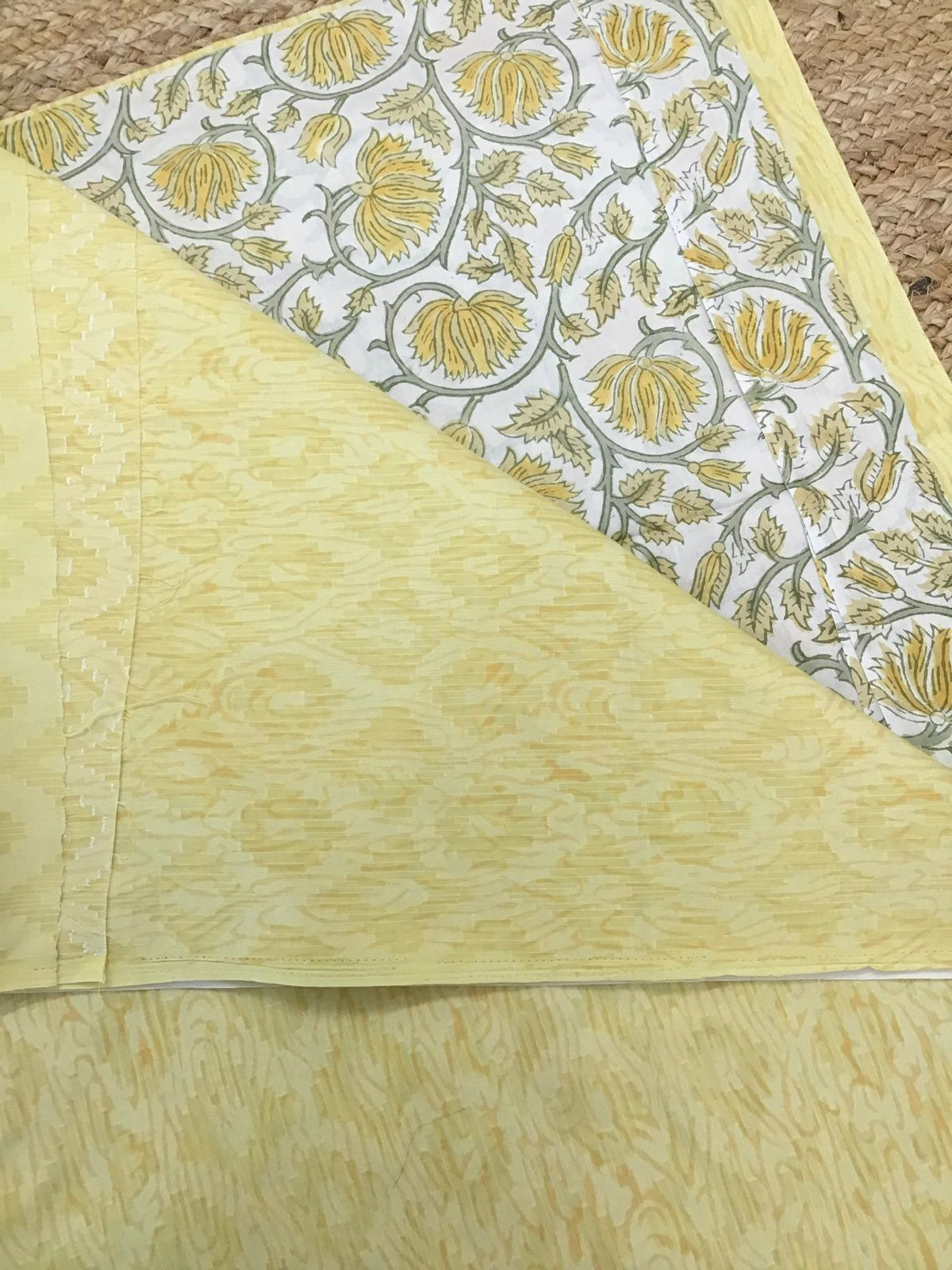 Pure Cotton Printed Self Weaved Suit - Yellow